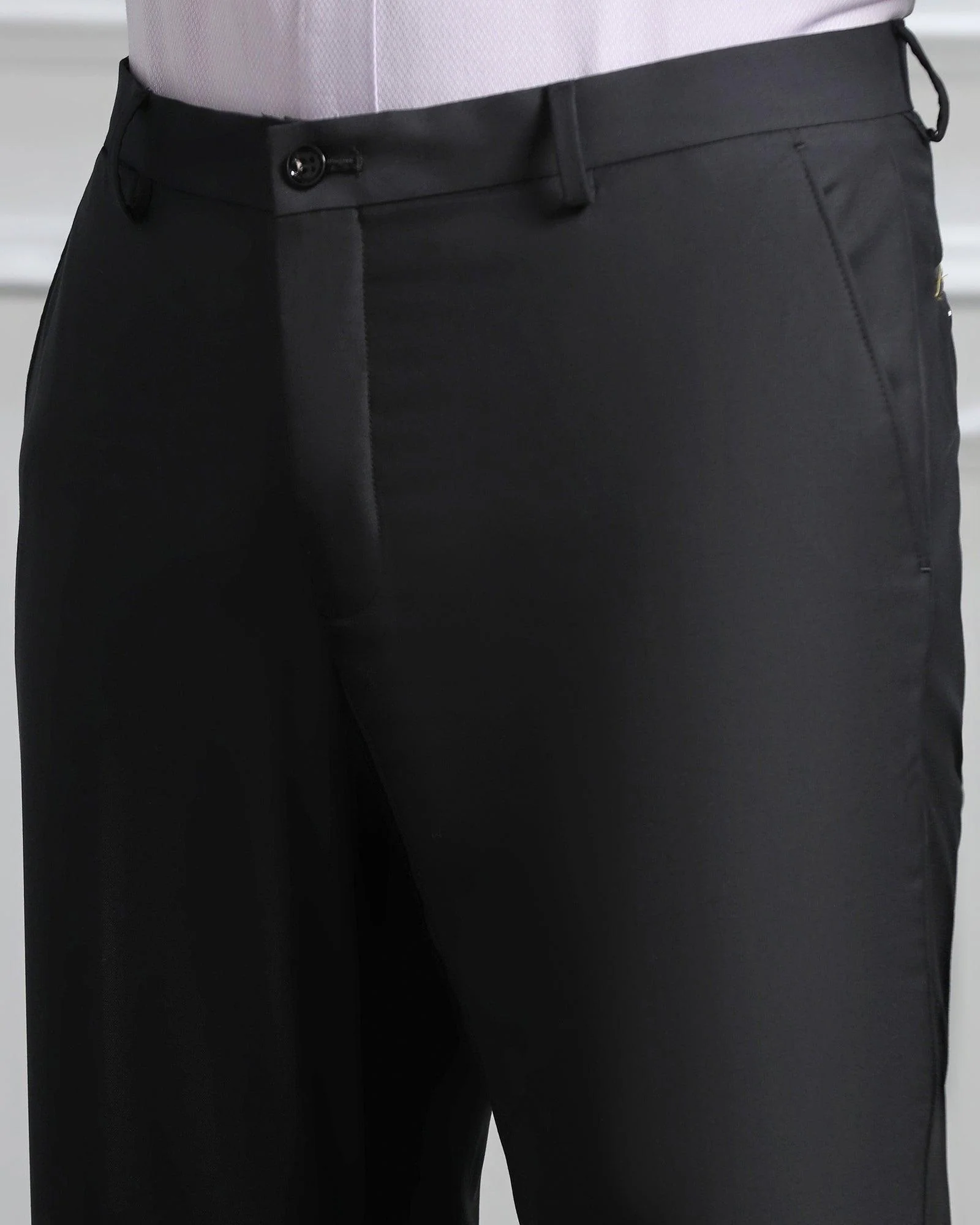 Luxe Three Piece Black Solid Formal Suit - Meriner - Image 7