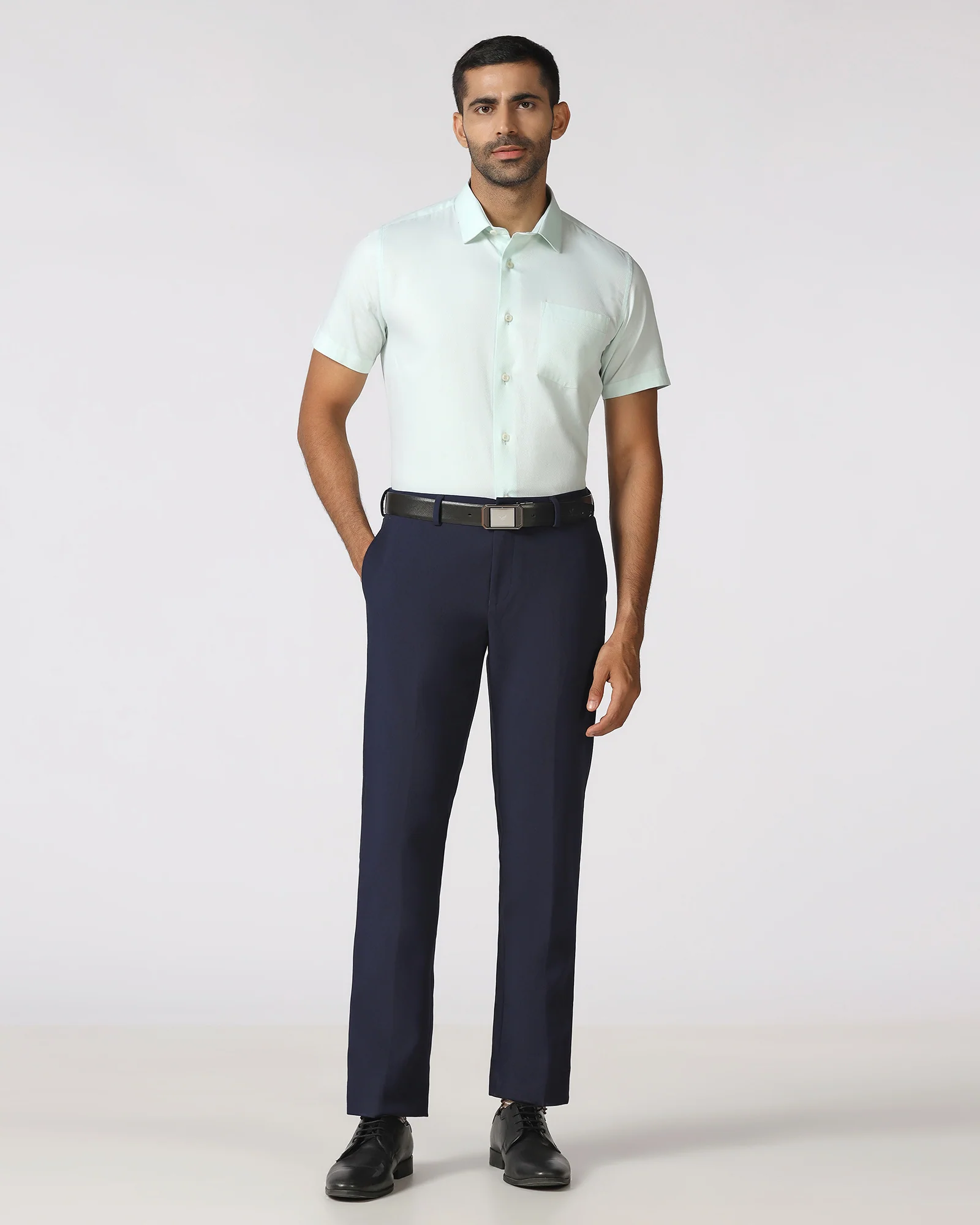 Aqua Half Sleeve Textured Shirt - Ryan - Image 3