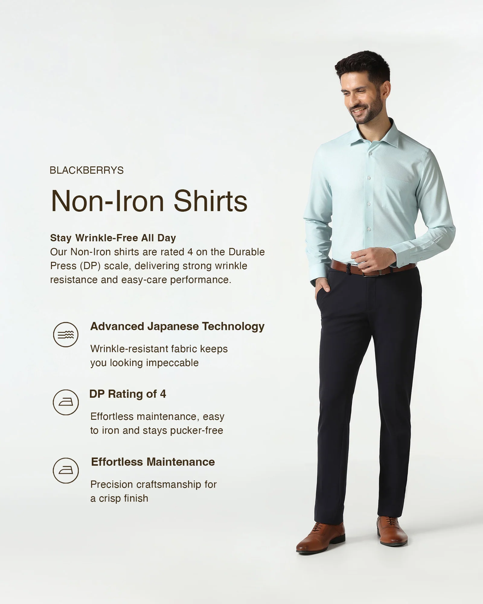Aqua Non Iron Textured Shirt - Russel - Image 3