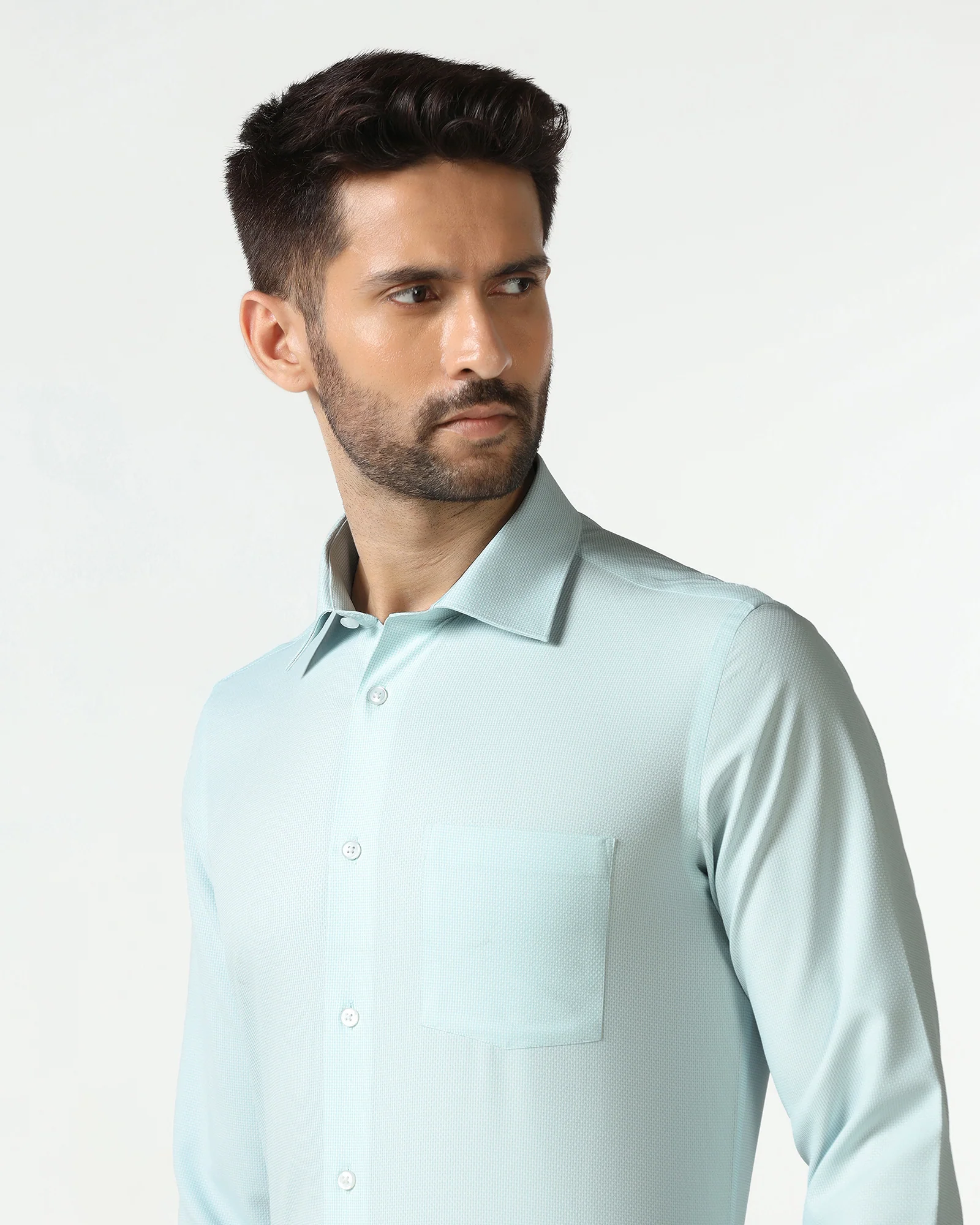 Aqua Non Iron Textured Shirt - Russel - Image 4