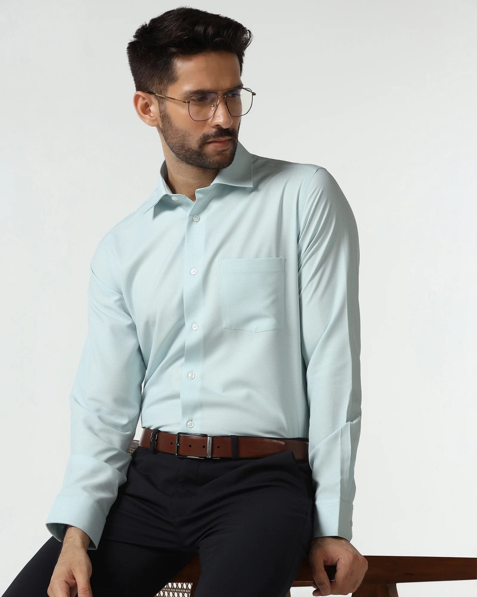 Aqua Non Iron Textured Shirt - Russel - Image 7