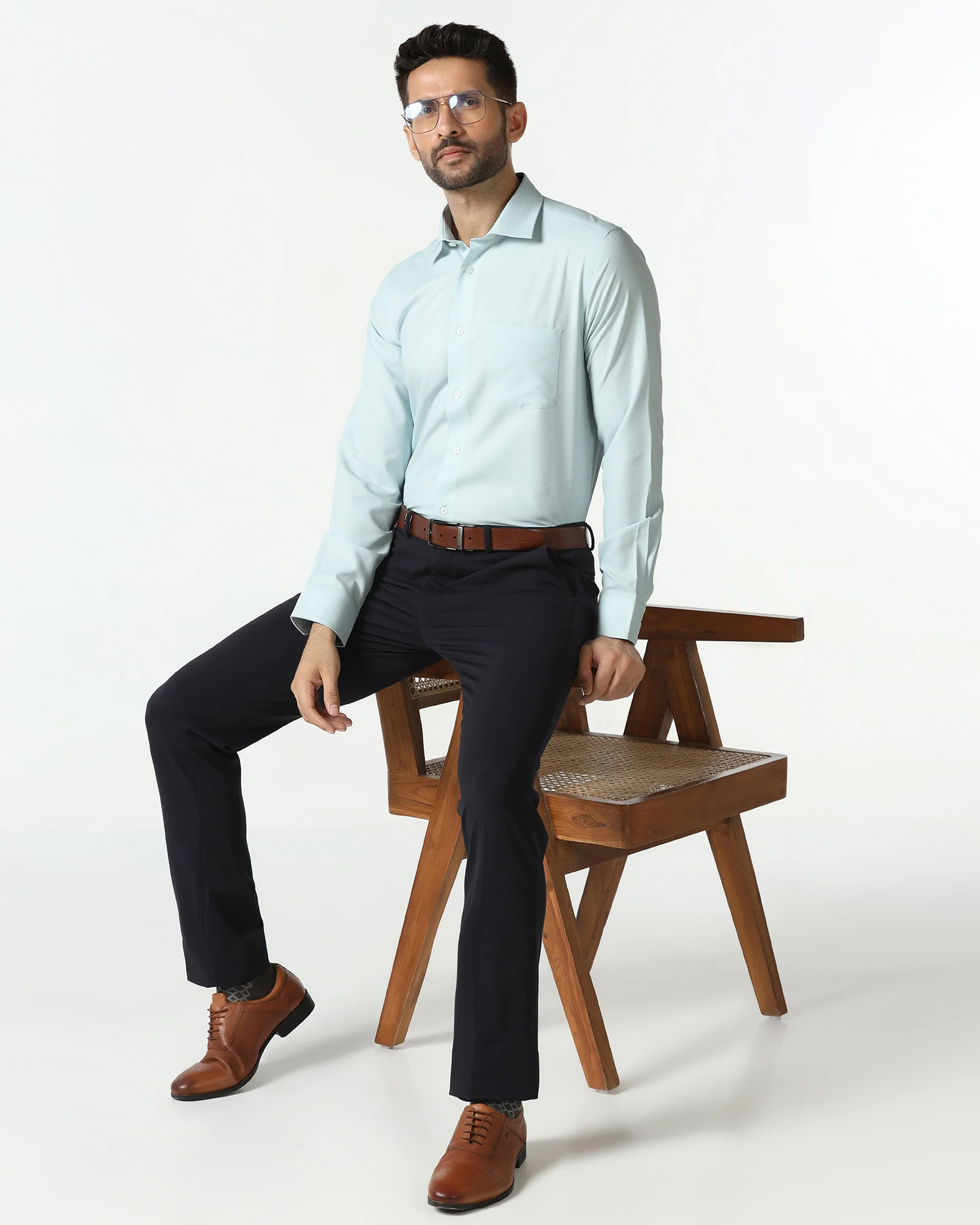 Aqua Non Iron Textured Shirt - Russel - Image 8