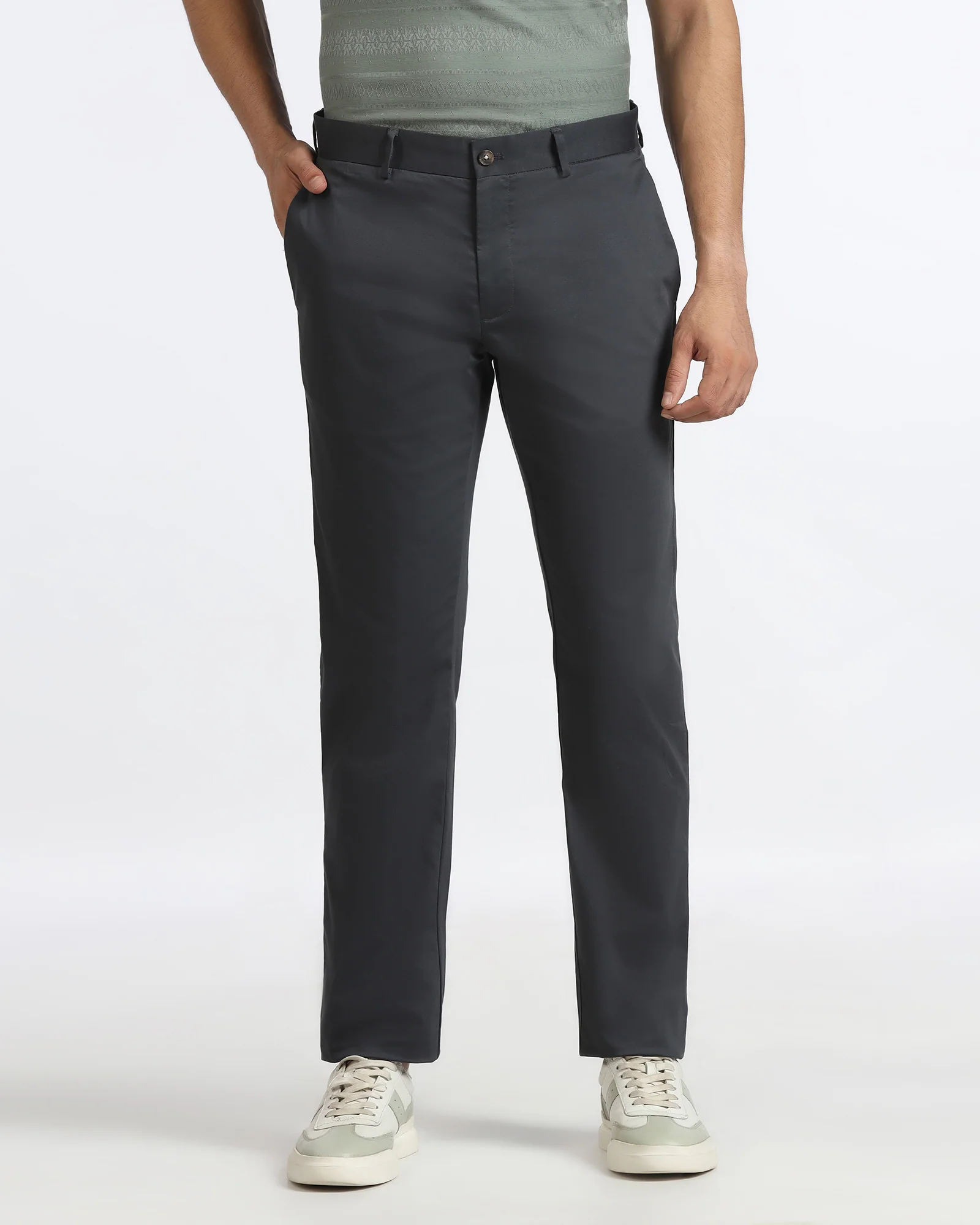 Ash Grey Non Iron Solid Khakis - Peter - Image 3