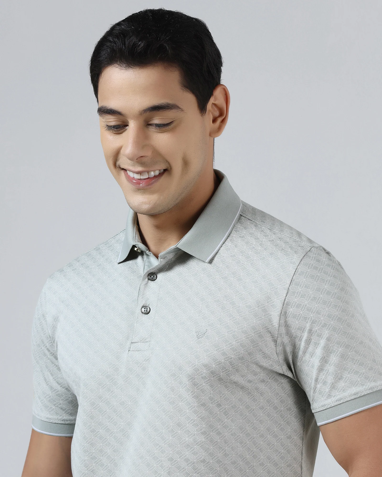 Ash Grey Printed Polo - Cross - Image 4