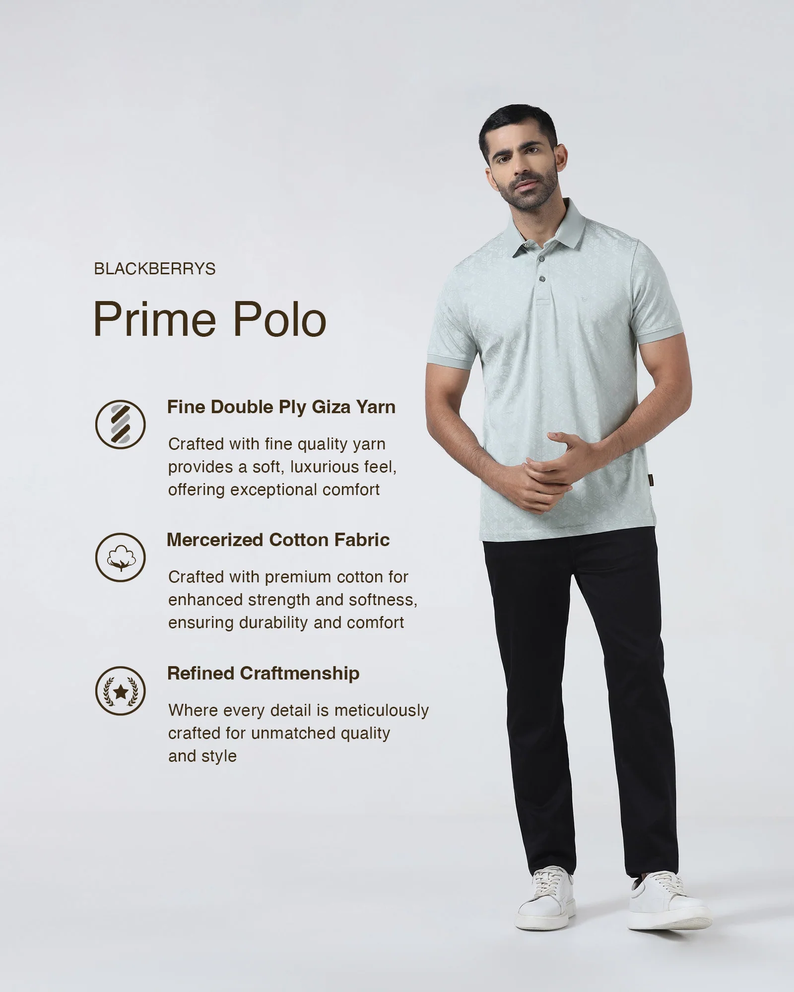 Ash Grey Printed Polo - Live - Image 3