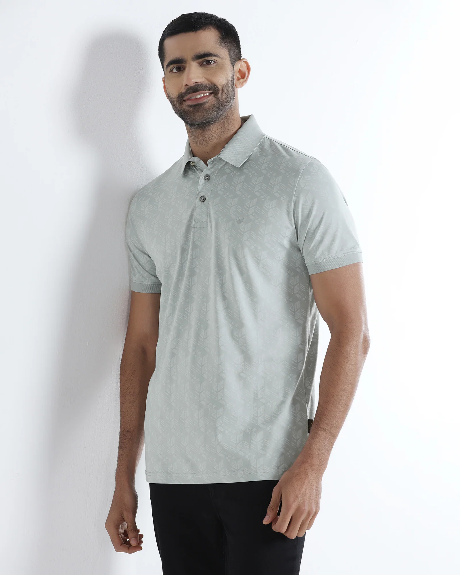 Ash Grey Printed Polo - Live - Image 8
