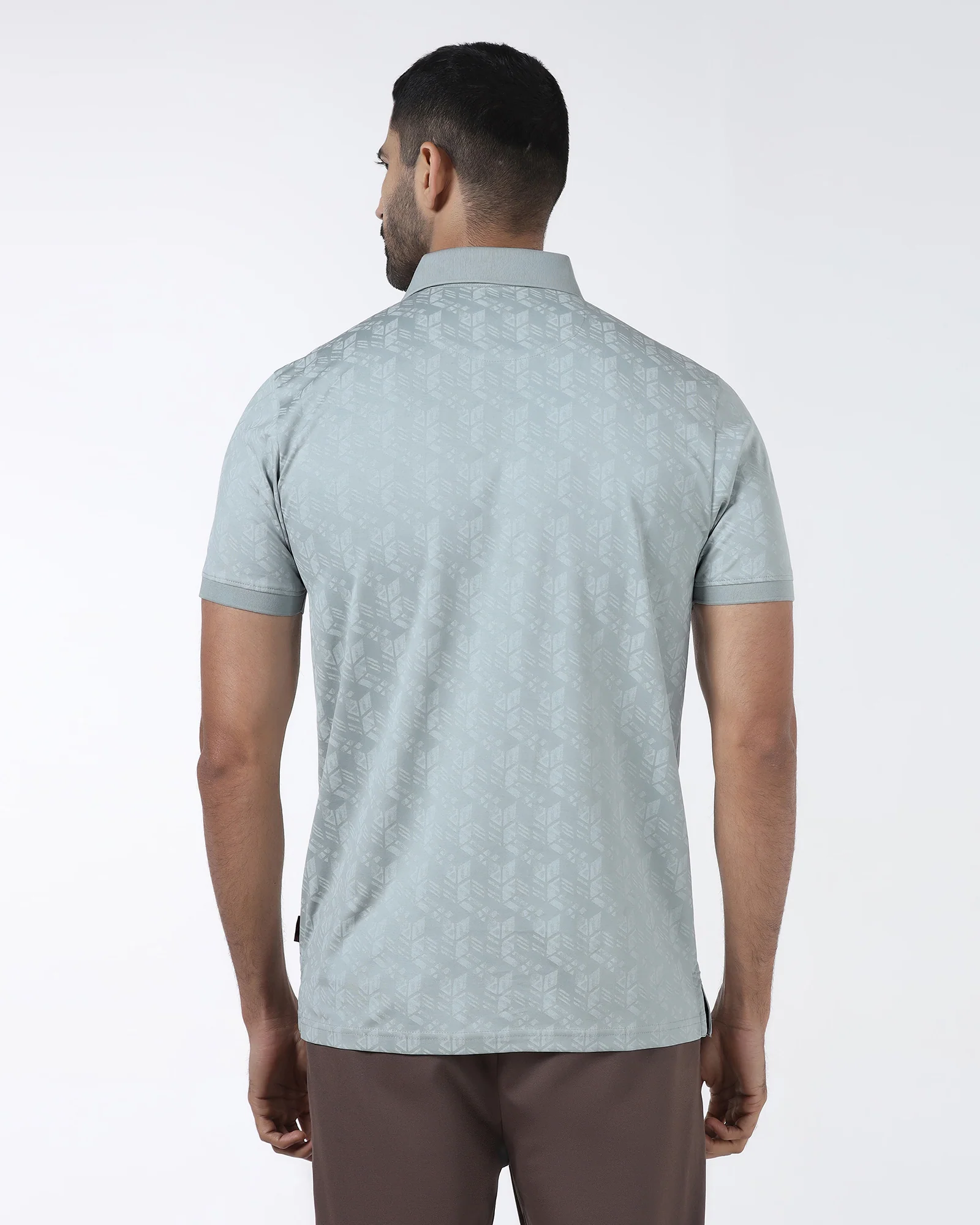 Ash Grey Printed Polo - Live - Image 2