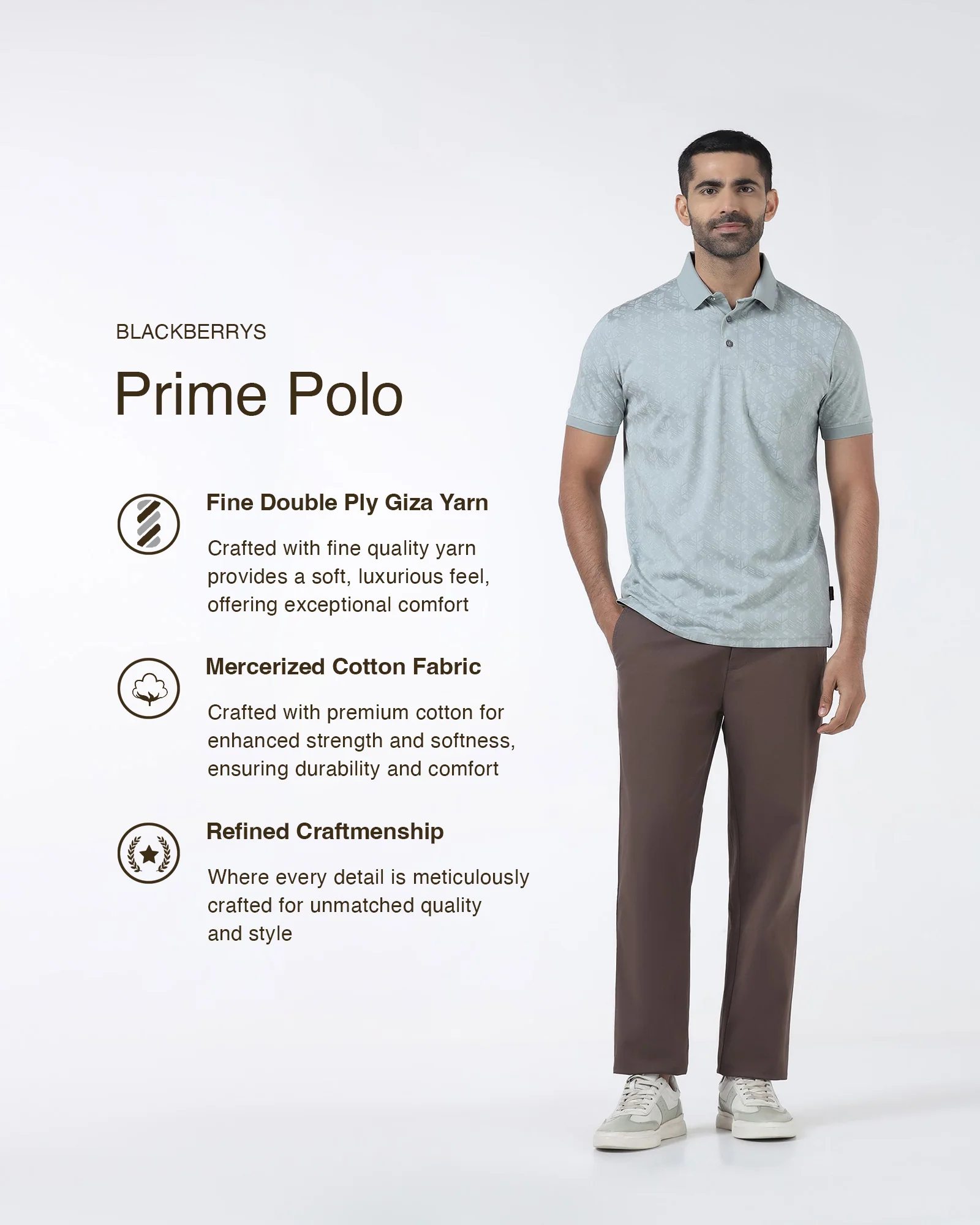 Ash Grey Printed Polo - Live - Image 3