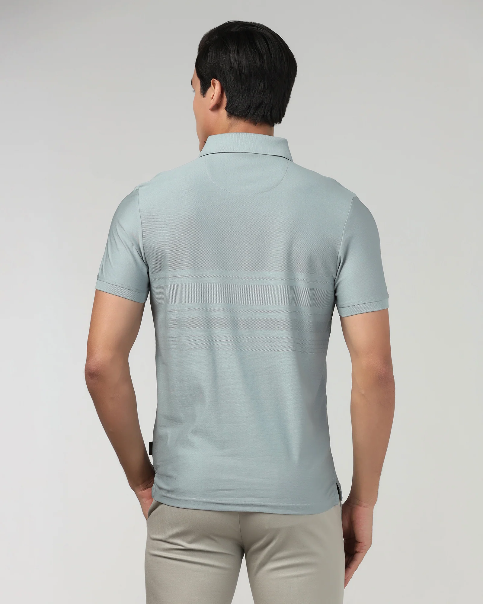 Ash Grey Textured Polo - Peek - Image 2