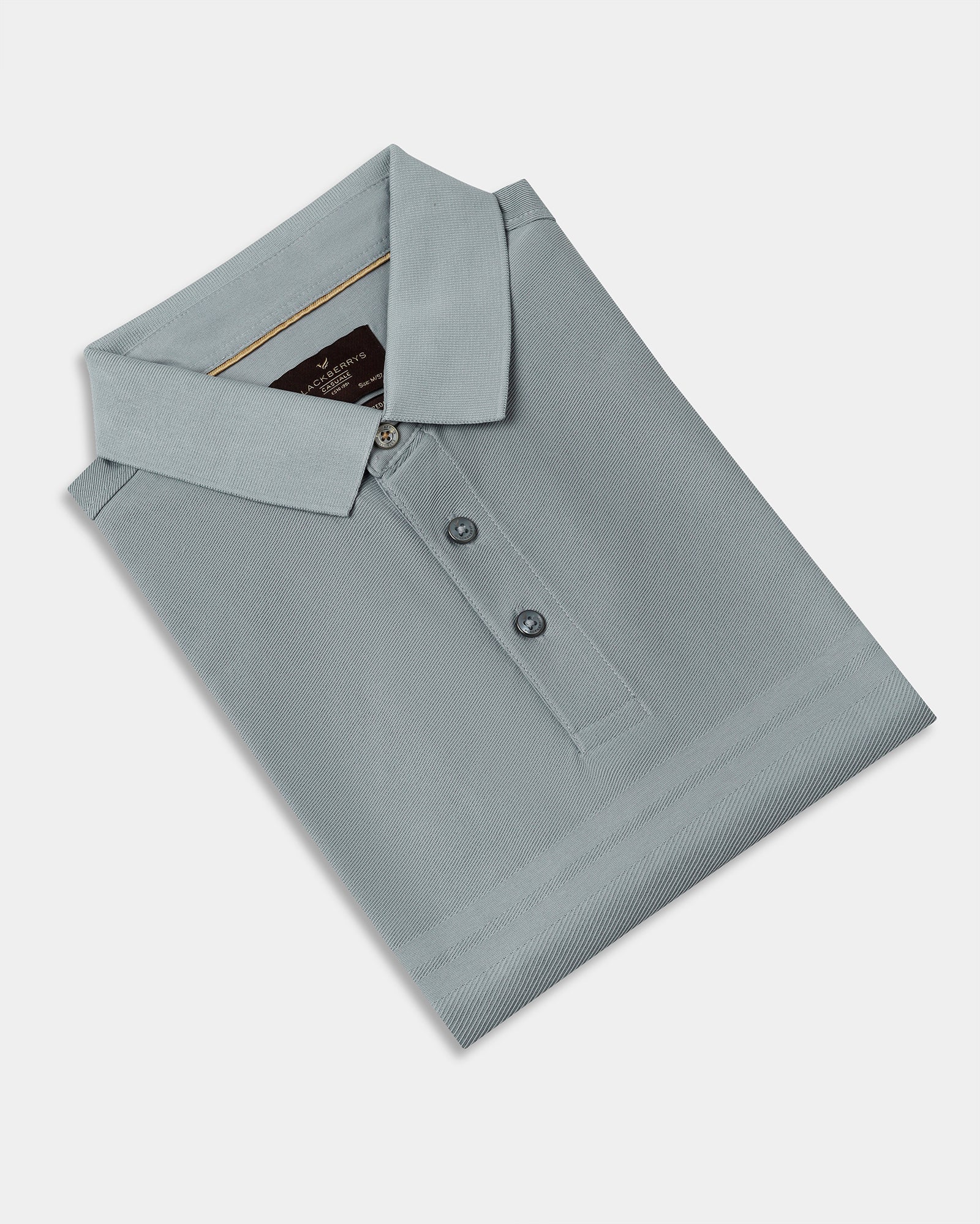 Ash Grey Textured Polo - Peek - Image 5