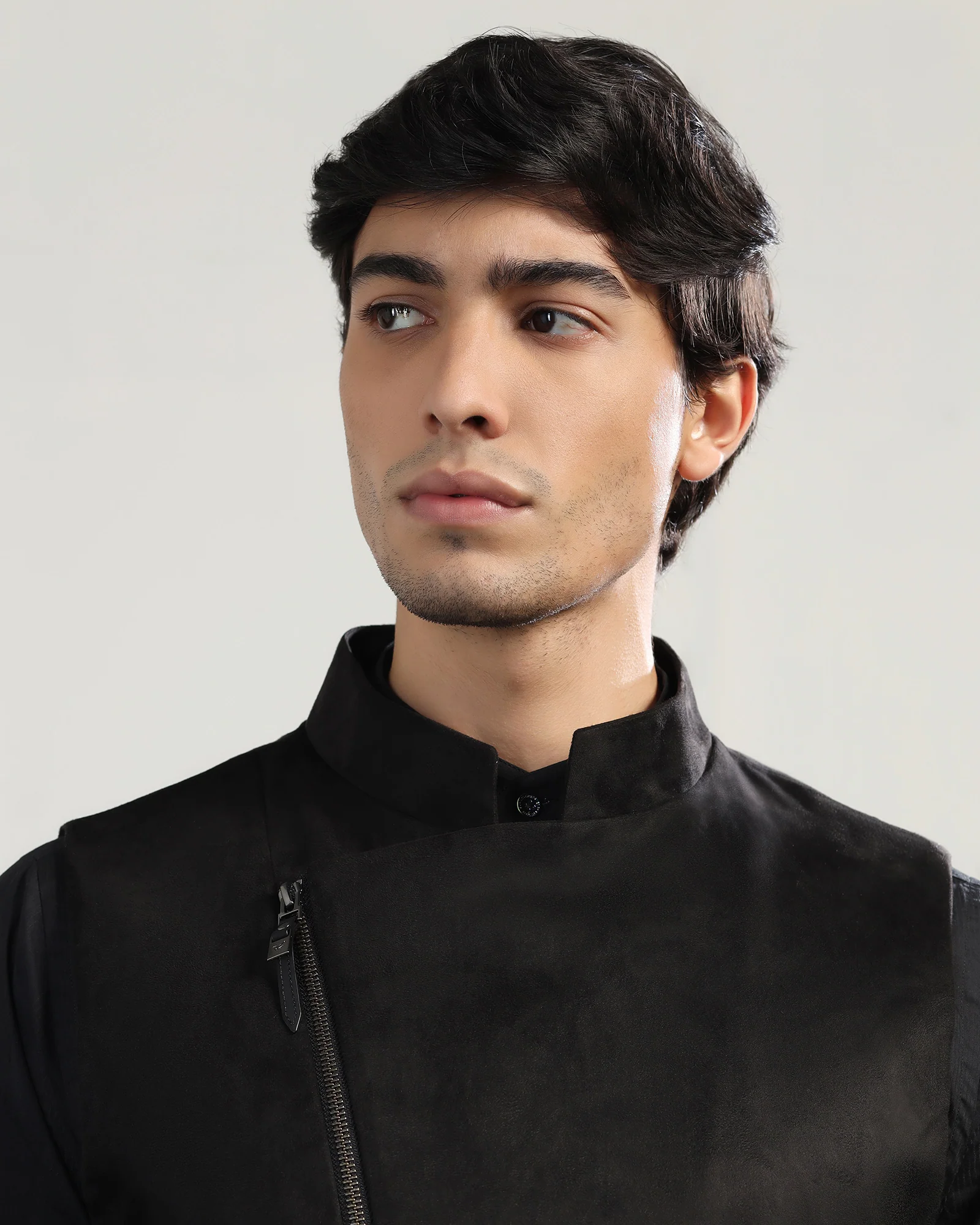 Bandhgala Formal Black Solid Waistcoat - Panther - Image 5