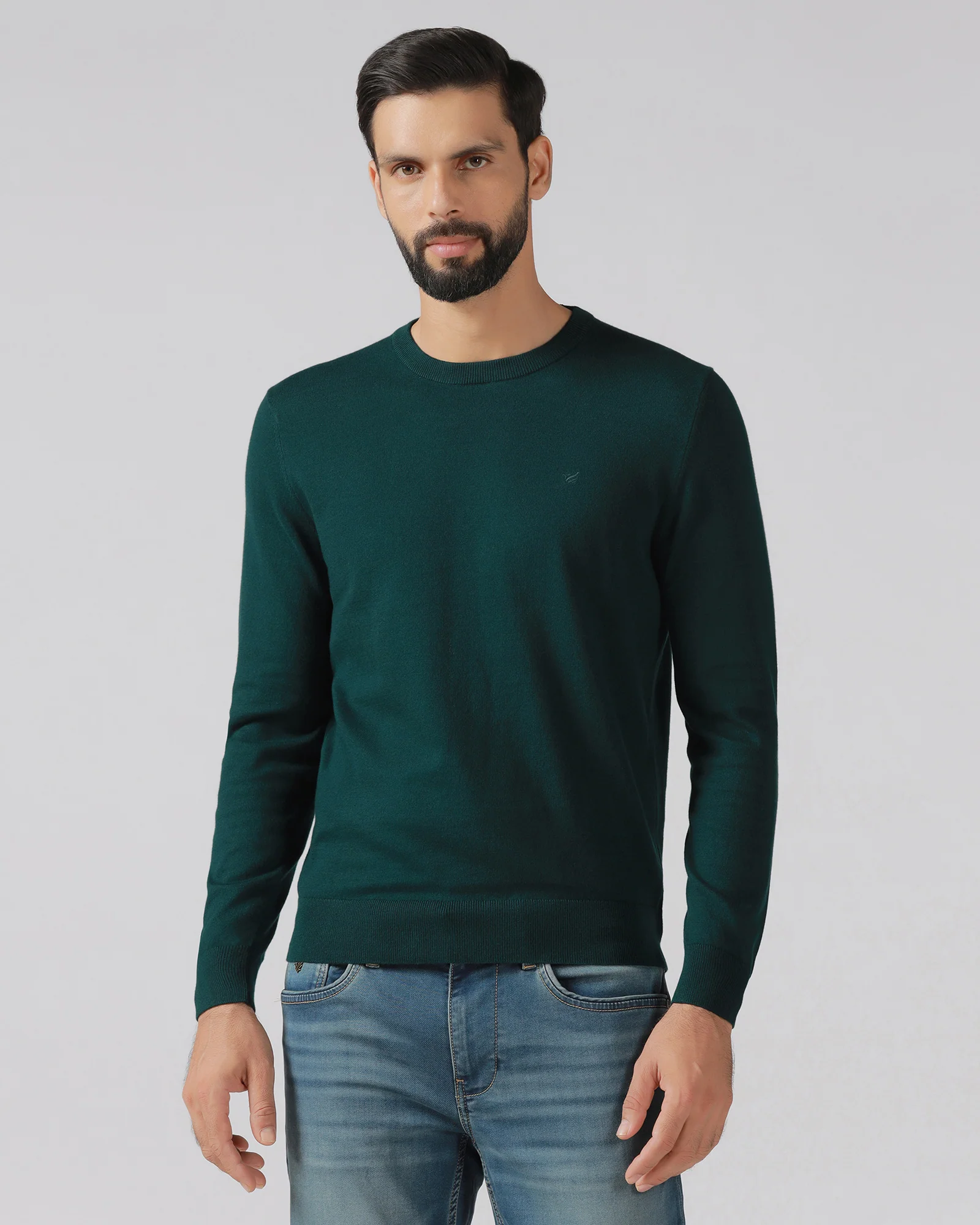 Beetle Crew Neck Solid Sweater - Mario