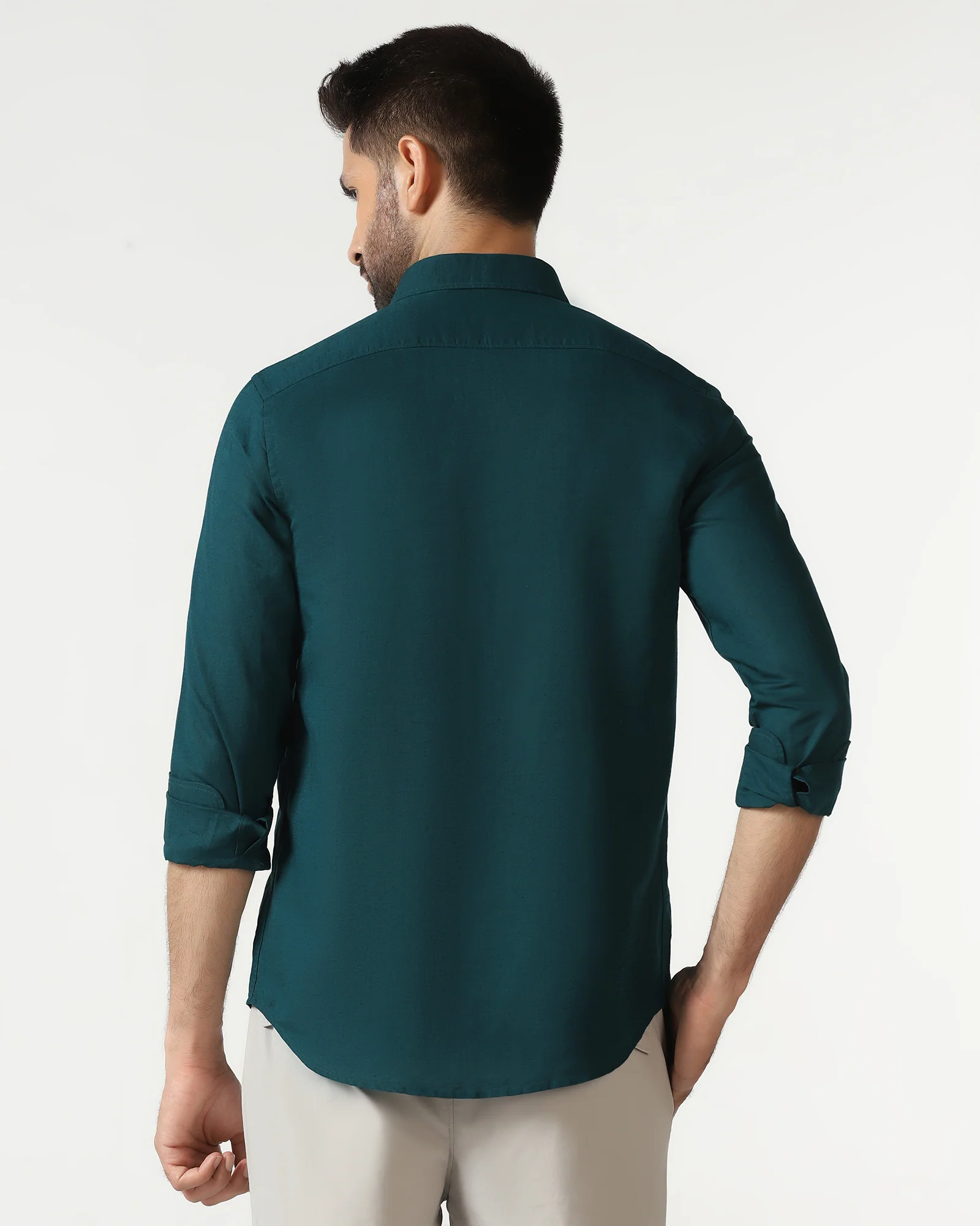 Beetle Linen Solid Shirt - Salmon - Image 2