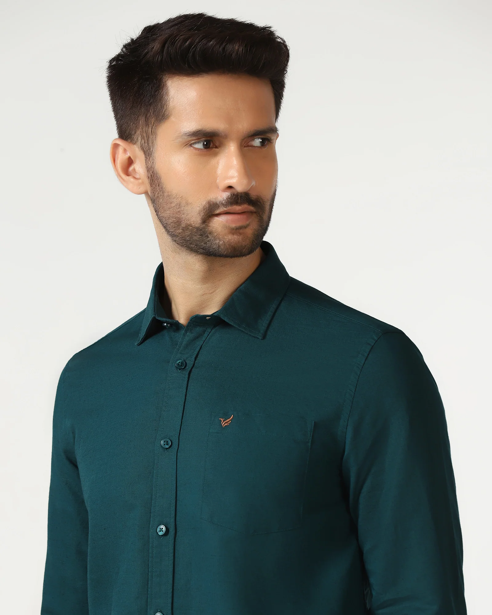 Beetle Linen Solid Shirt - Salmon - Image 4