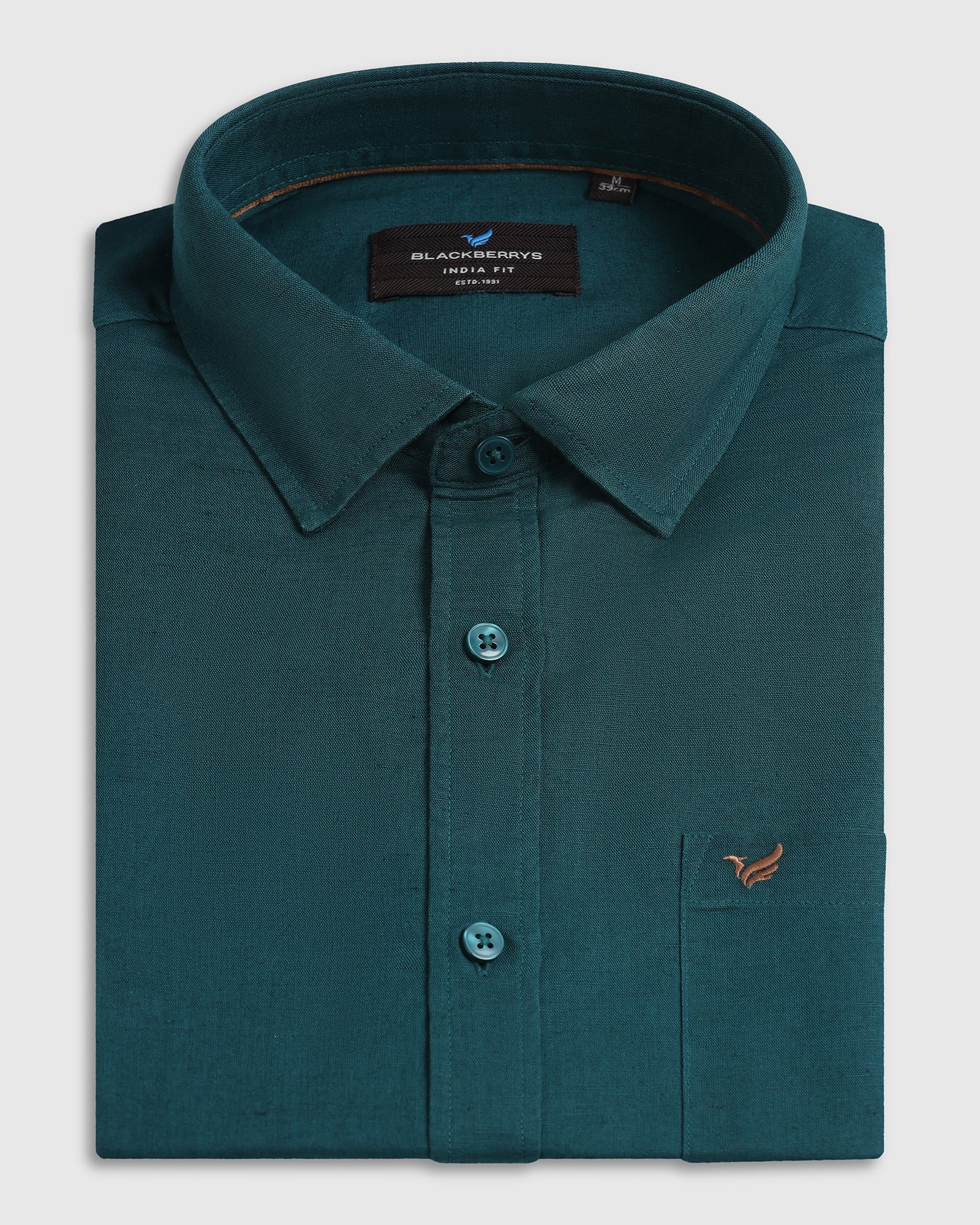 Beetle Linen Solid Shirt - Salmon - Image 5