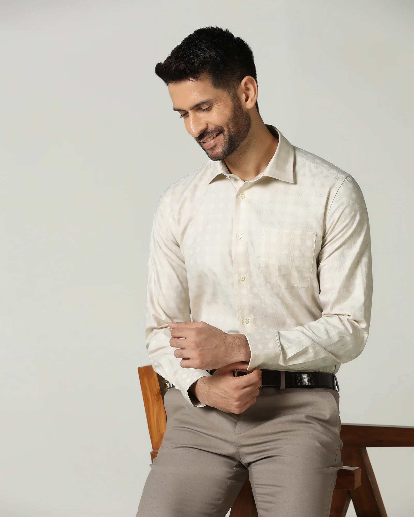 Beige Check Shirt - Fivel - Image 7
