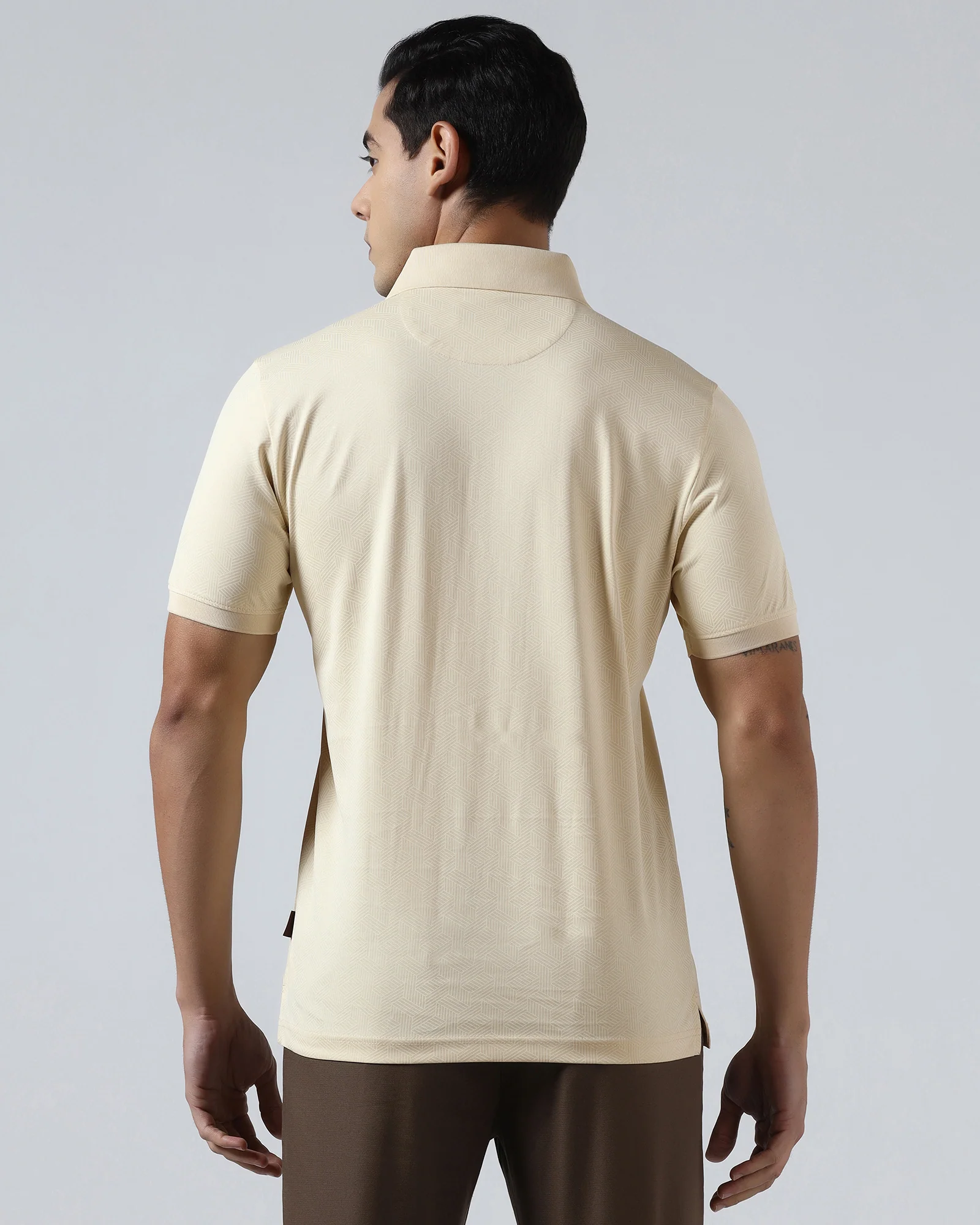 Beige Cream Printed Polo - Sign - Image 2