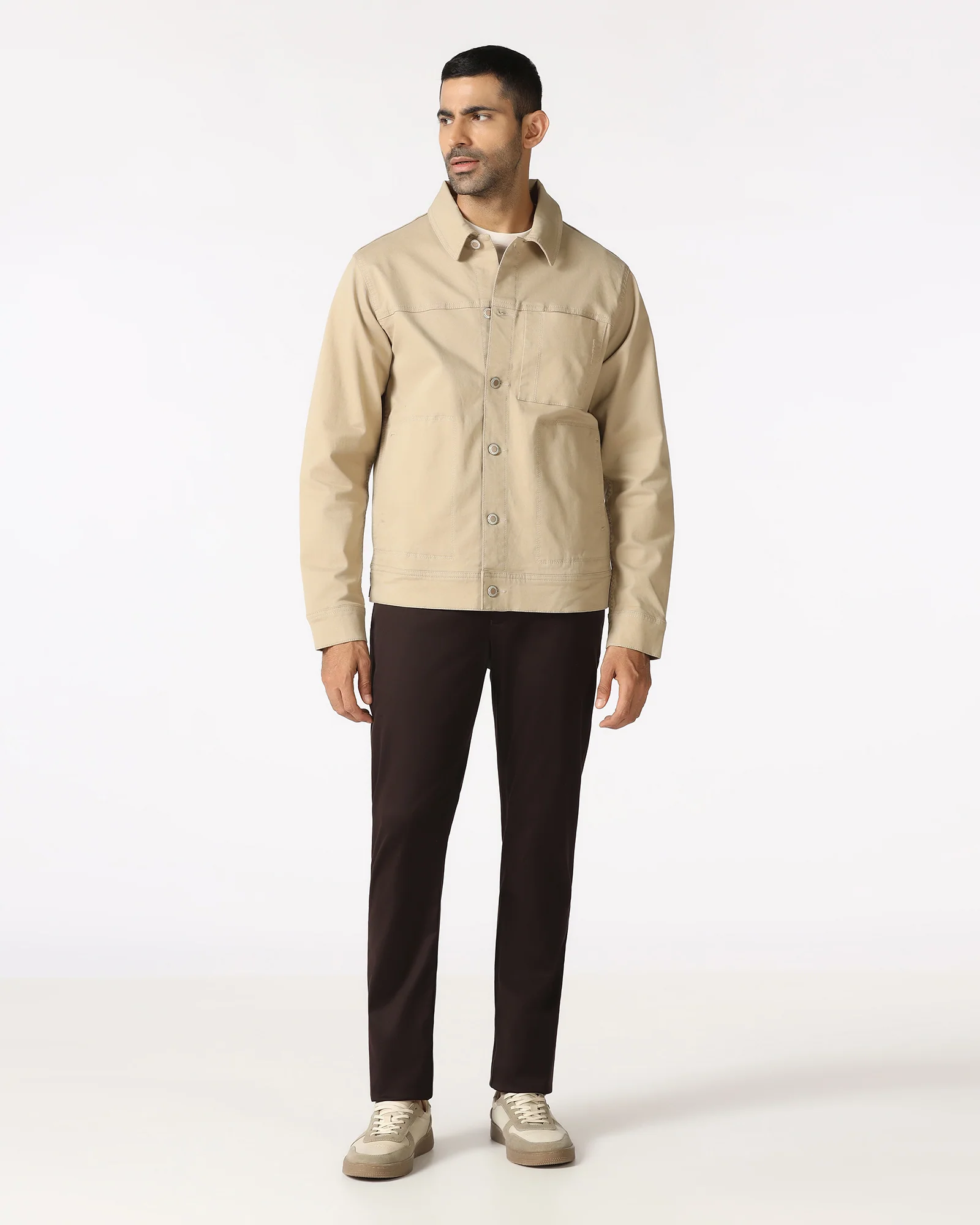 Beige Denim Trucker Jacket - Avila - Image 3