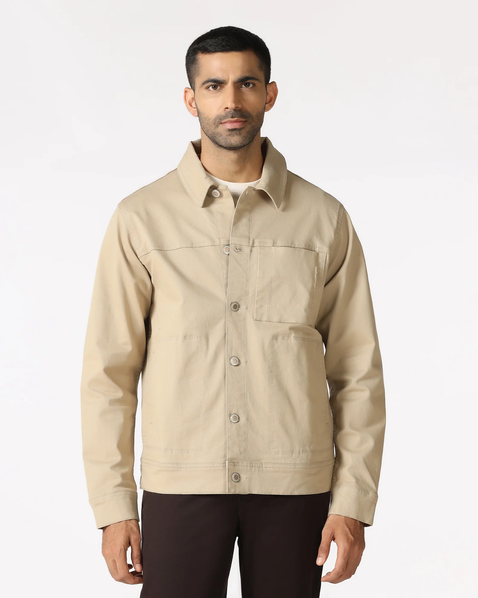 Beige Denim Trucker Jacket - Avila - Image 6