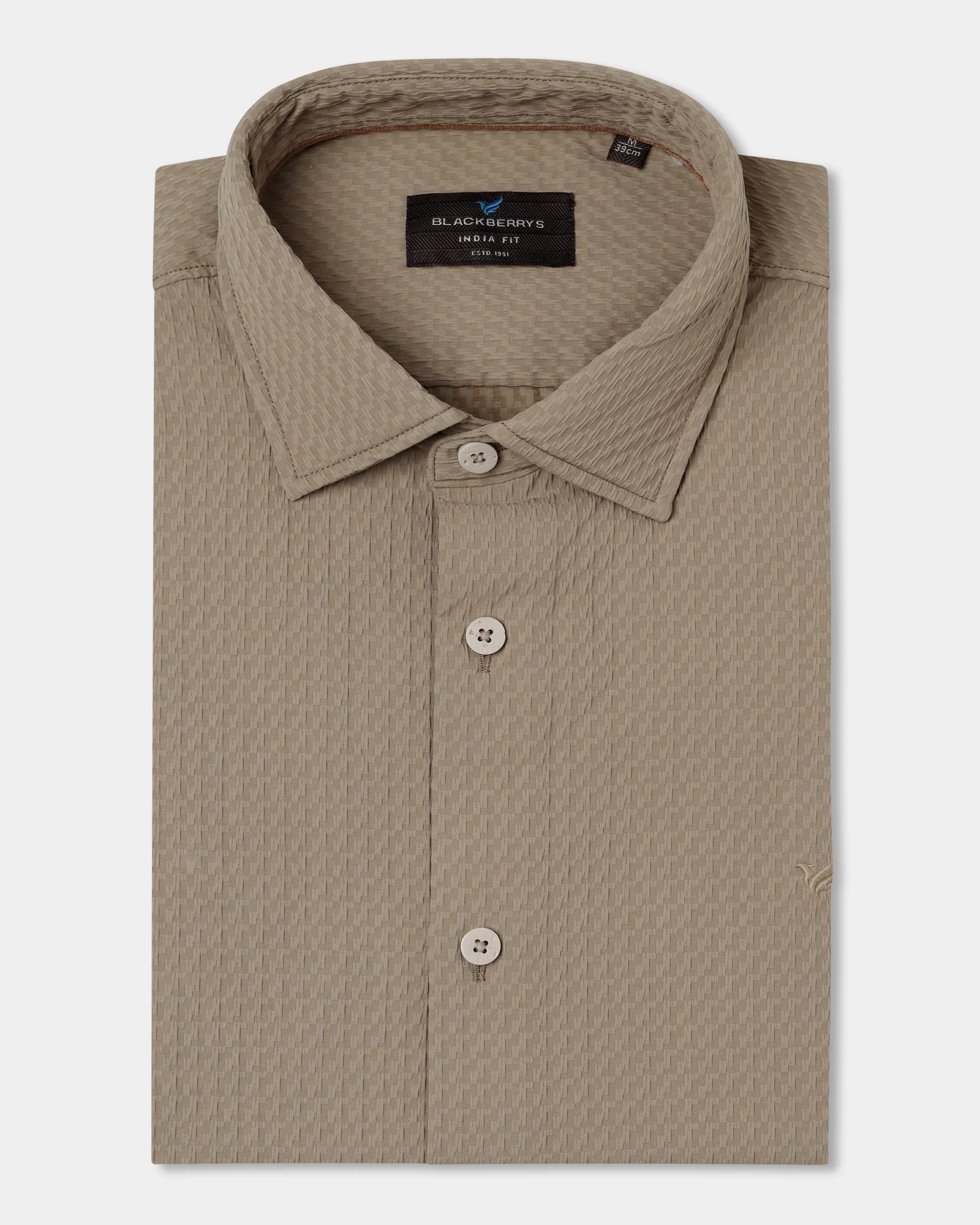 Beige Half Sleeve Textured Shirt - Kratos - Image 5