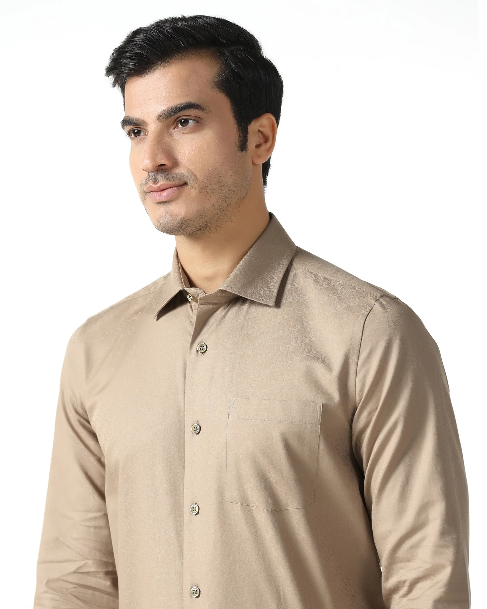 Beige Jacquard Shirt - Romeo - Image 4