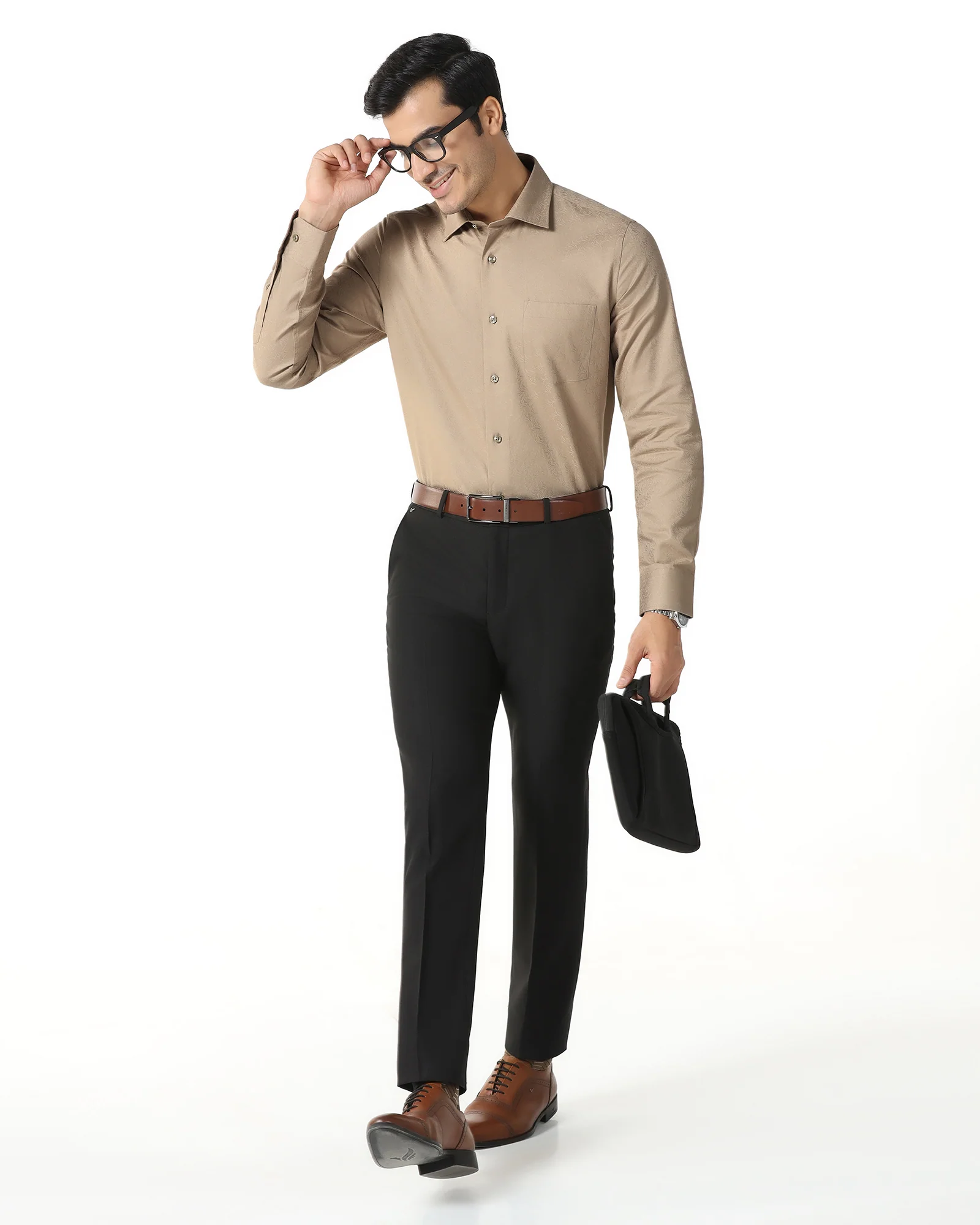 Beige Jacquard Shirt - Romeo - Image 7