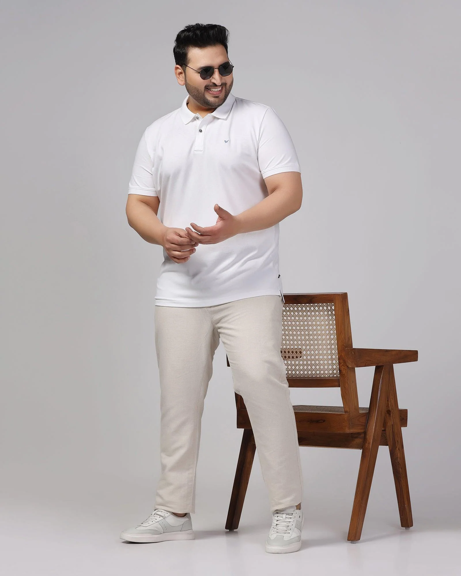 Beige Linen Solid Khakis - Kinsley - Image 11