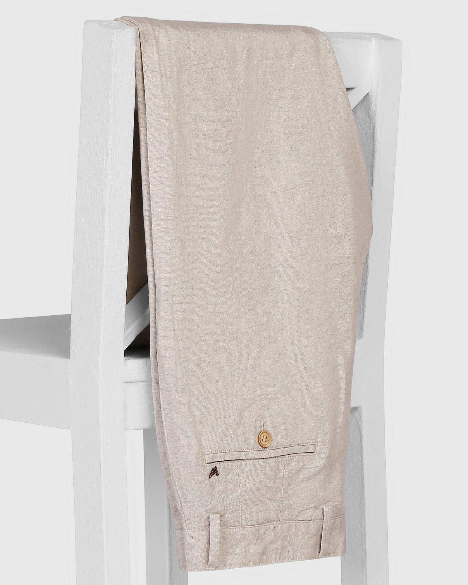 Beige Linen Solid Khakis - Kinsley - Image 5