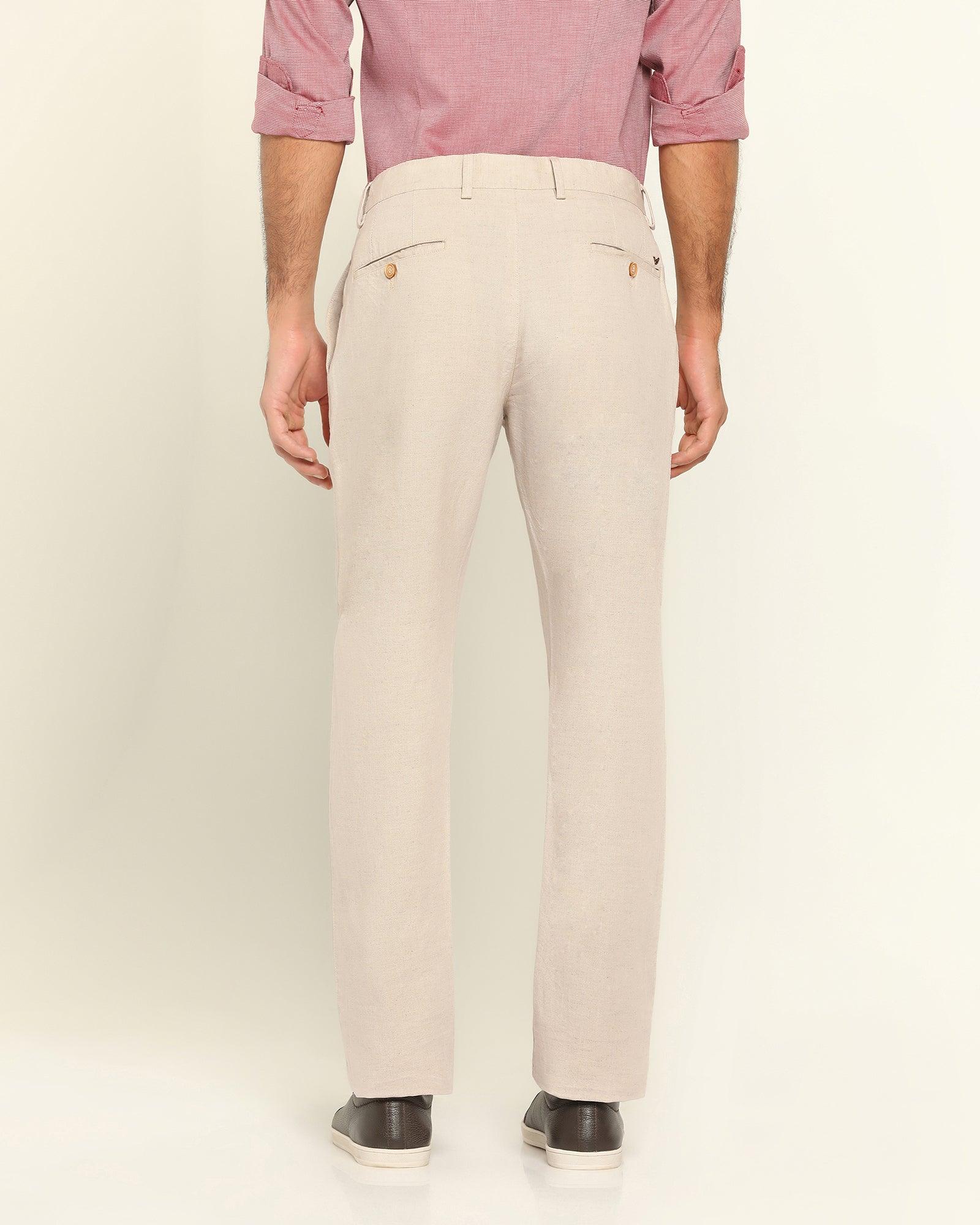 Beige Linen Solid Khakis - Kinsley - Image 6