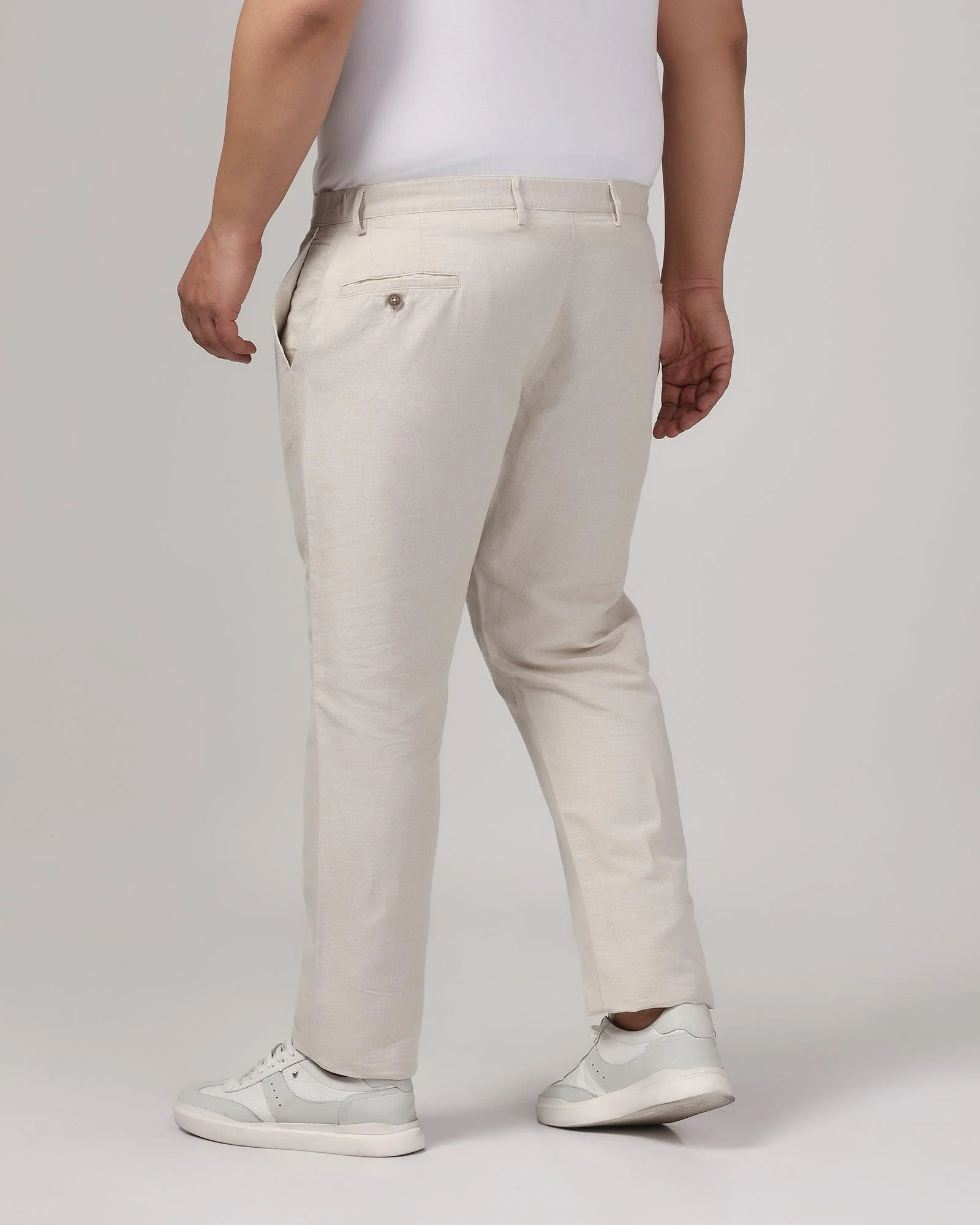 Beige Linen Solid Khakis - Kinsley - Image 8