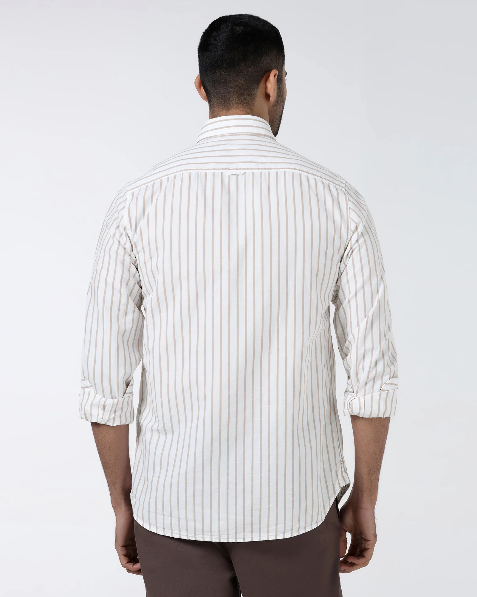 Beige Linen Stripe Shirt - Marzel - Image 2