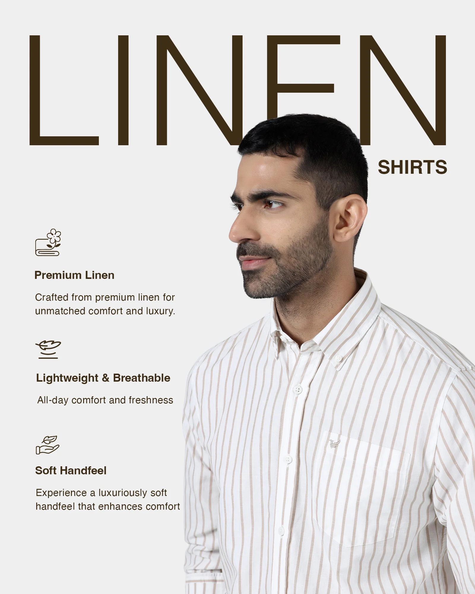Beige Linen Stripe Shirt - Marzel - Image 4