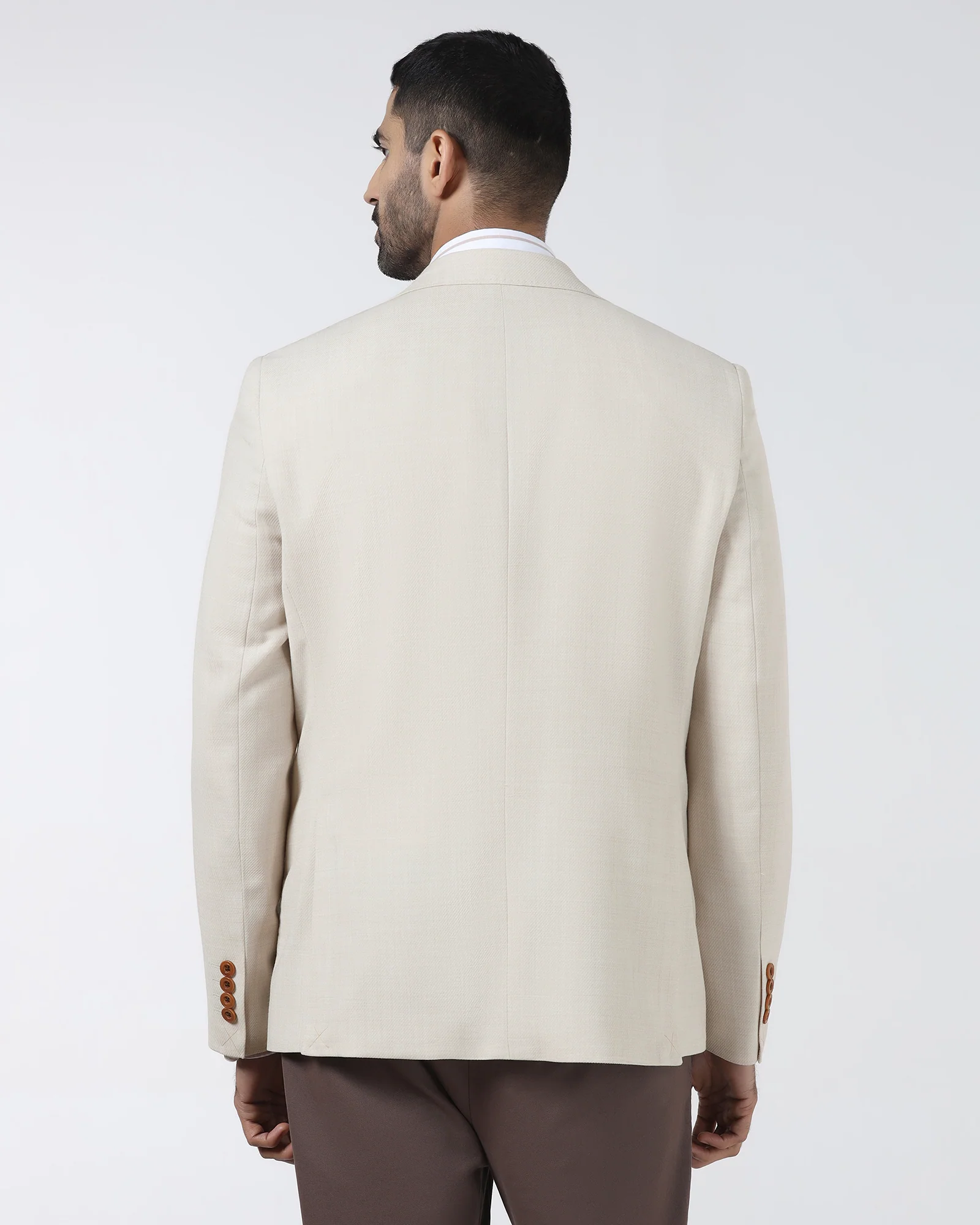 Beige Luxe Solid Blazer - Randal - Image 2