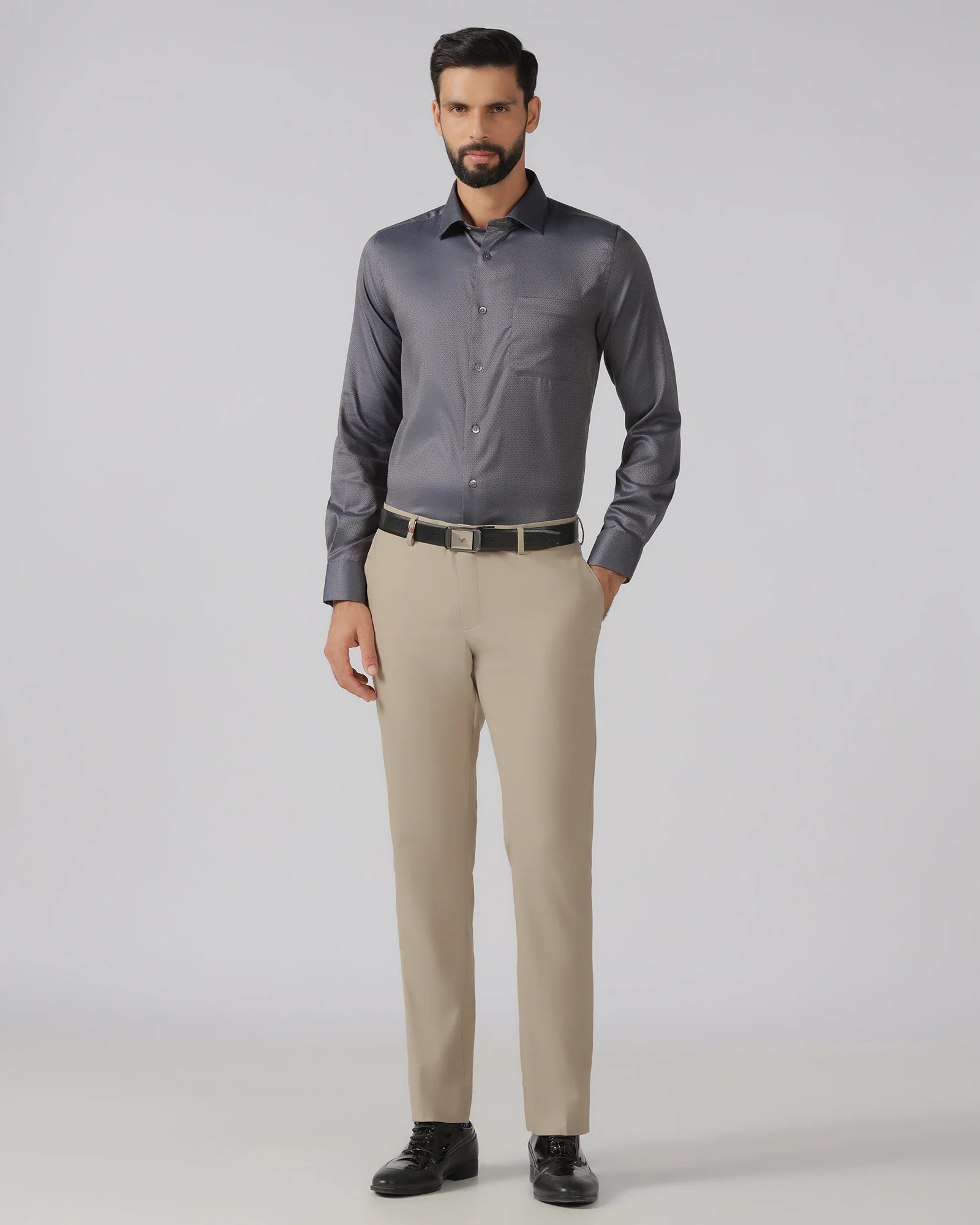 Beige Luxe Solid Trouser - Meter