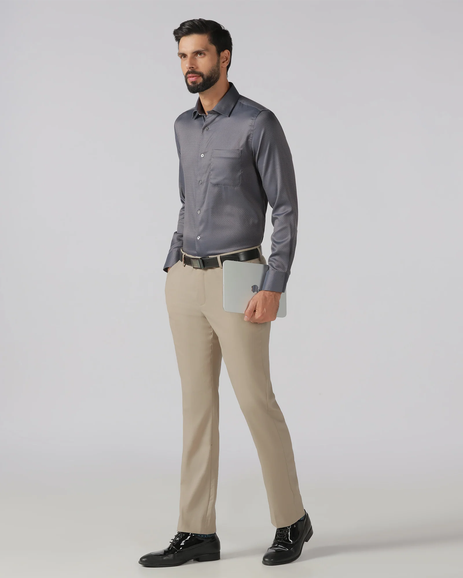 Beige Luxe Solid Trouser - Meter - Image 5