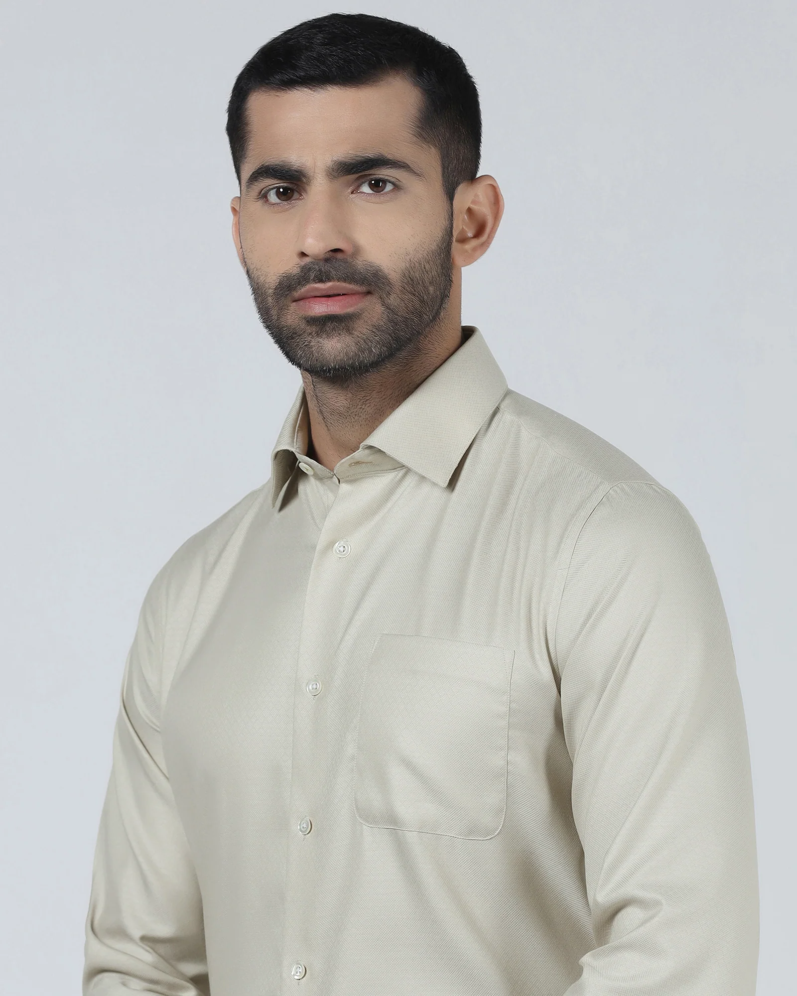 Beige Luxe Textured Shirt - Shutle - Image 4