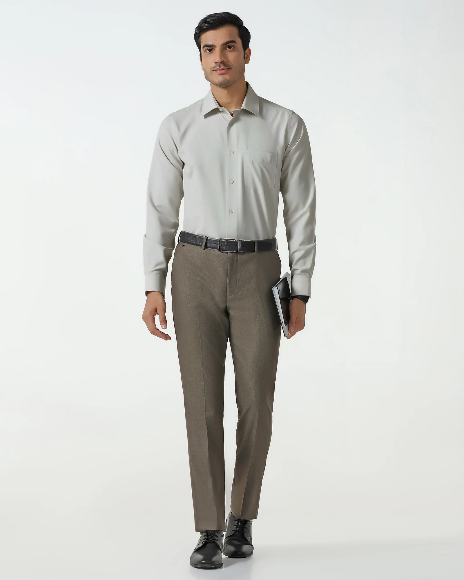 Beige Non Iron Textured Shirt - Relay - Image 7