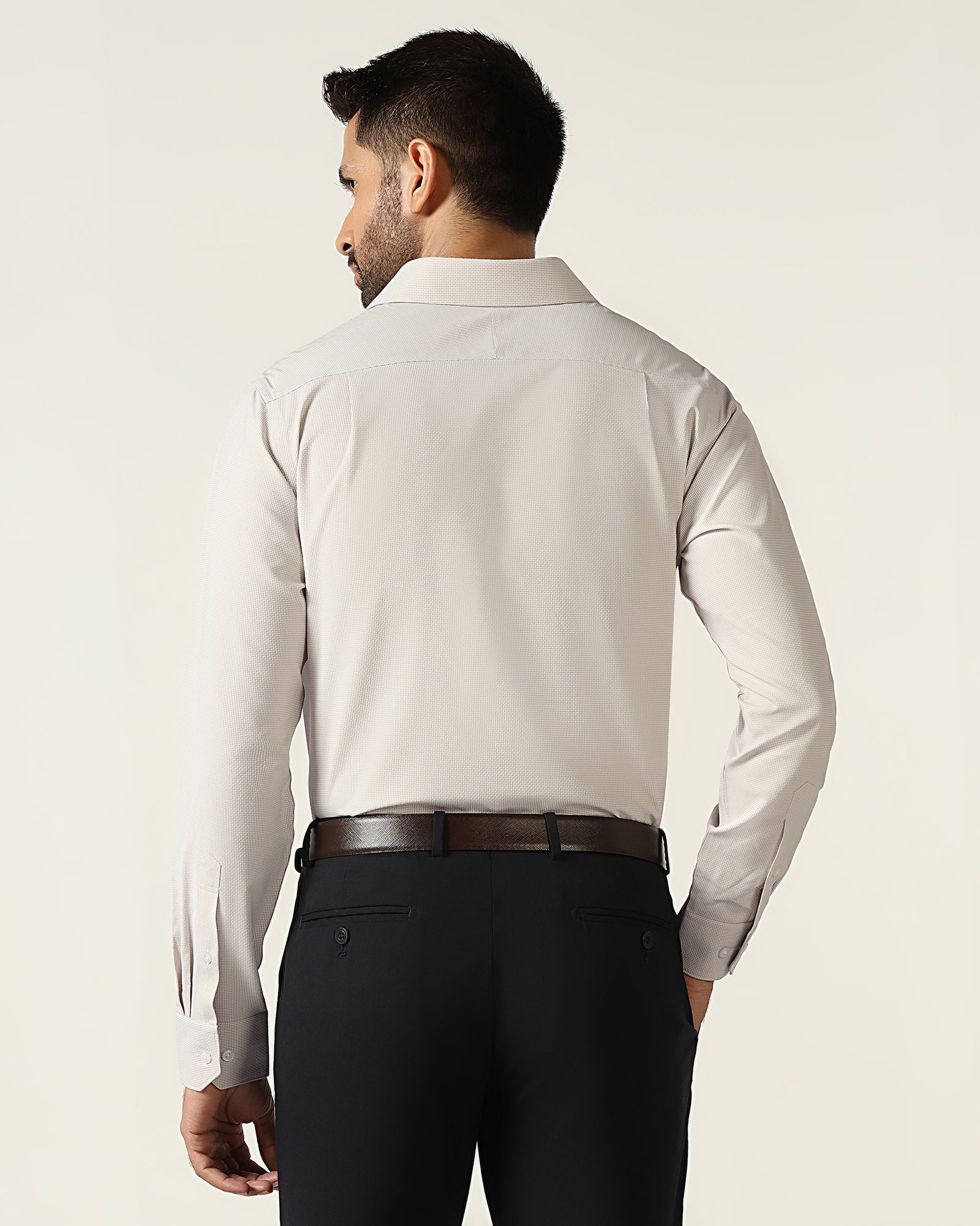 Beige Non Iron Textured Shirt - Russel - Image 2