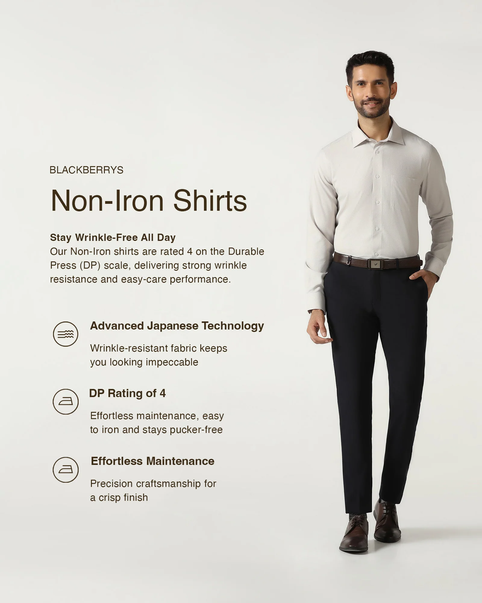 Beige Non Iron Textured Shirt - Russel - Image 3