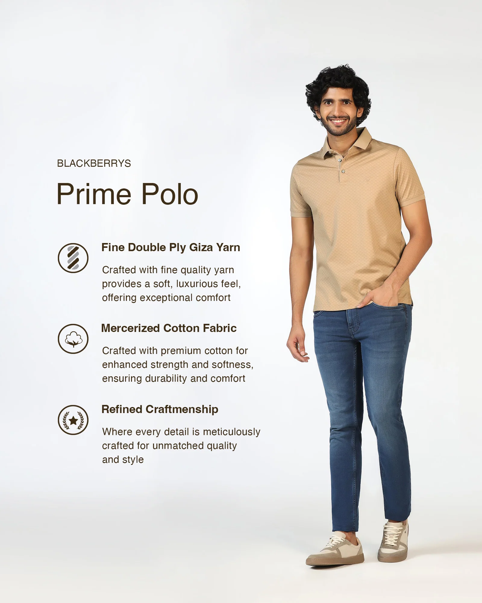 Beige Abstract Print Polo - Deco - Image 3