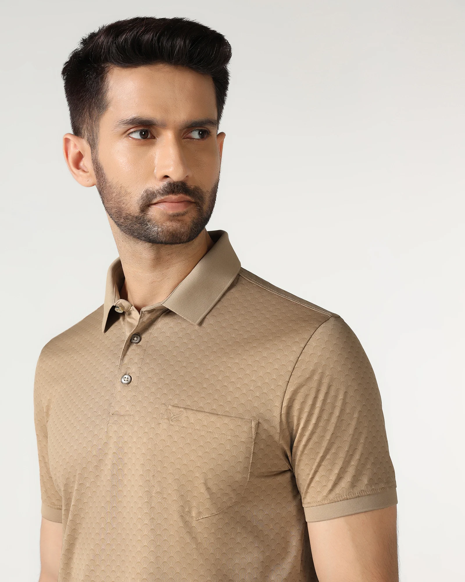 Beige Abstract Print Polo - Deco - Image 4