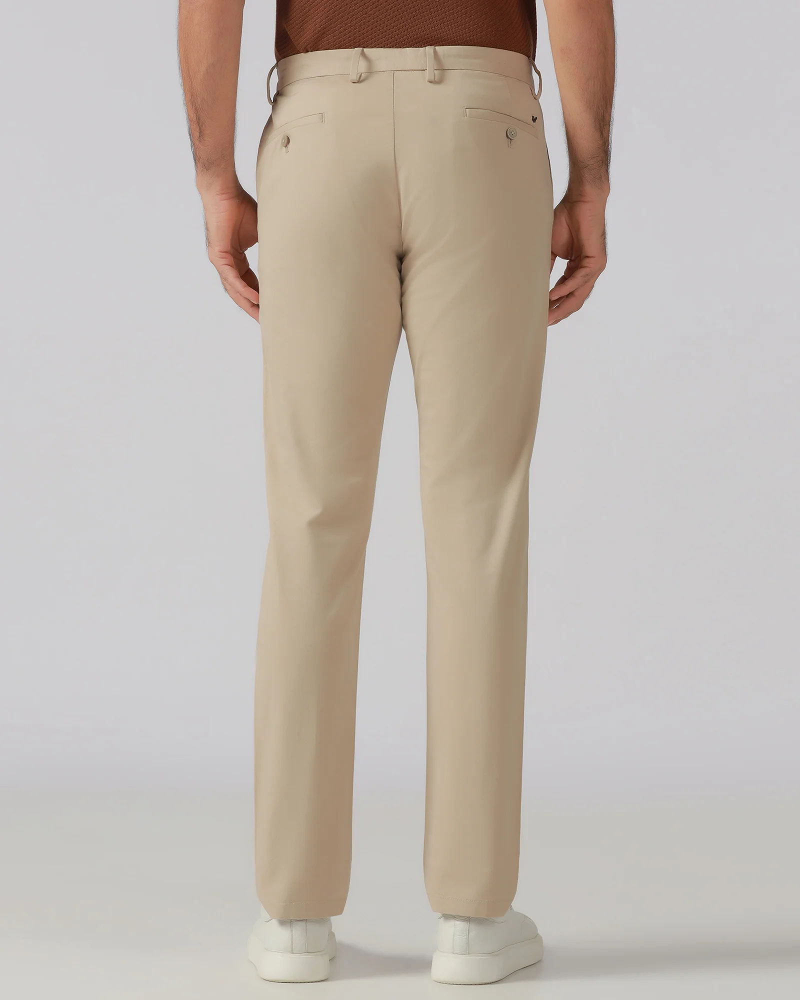 Beige Solid Khakis - Elba - Image 2