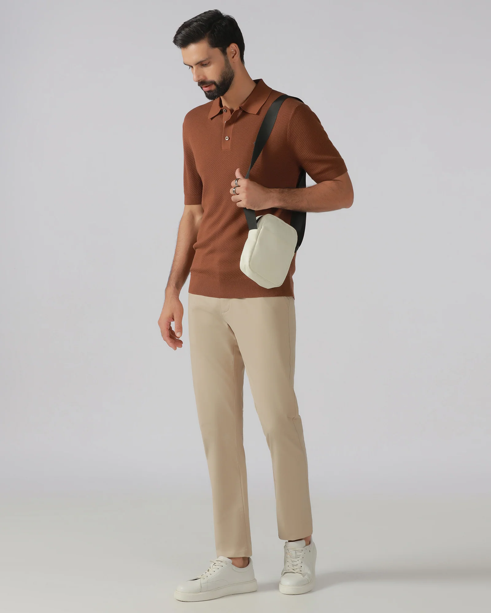 Beige Solid Khakis - Elba - Image 5