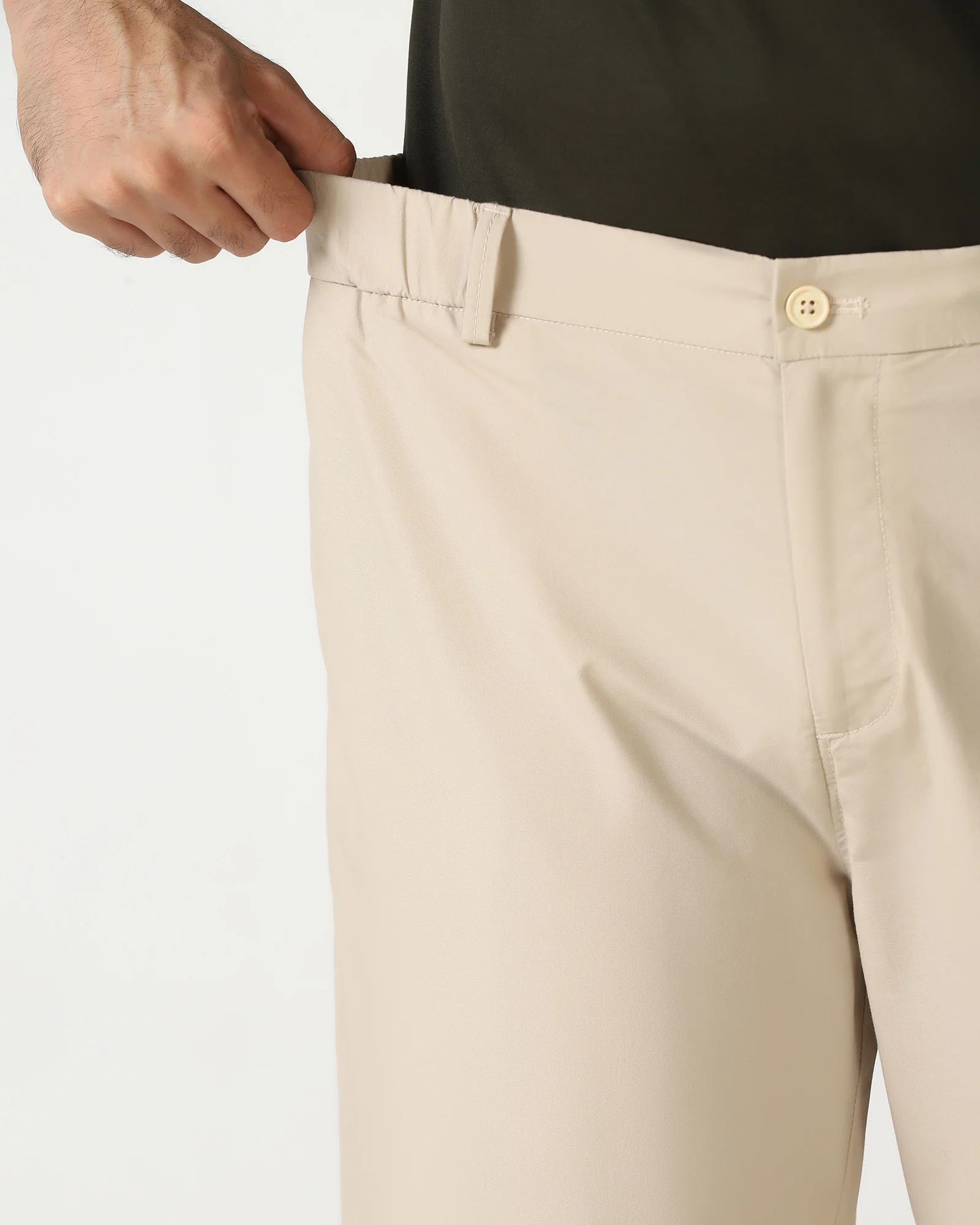 Beige Solid Khakis - Taurus - Image 6