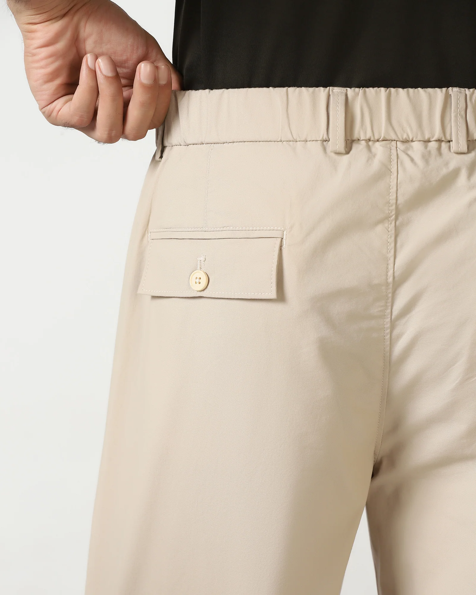 Beige Solid Khakis - Taurus - Image 7