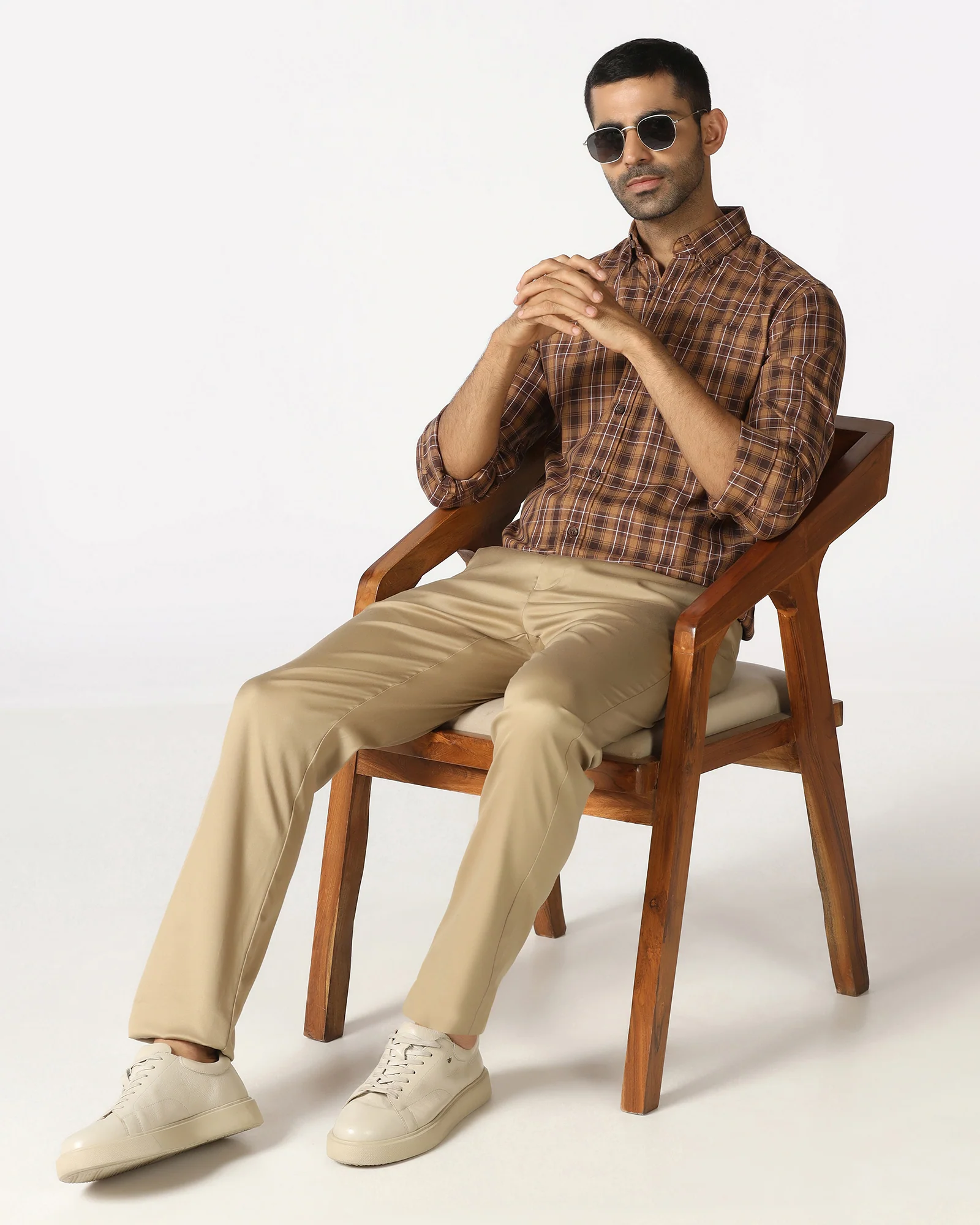 Beige Solid Khakis - Thale - Image 5