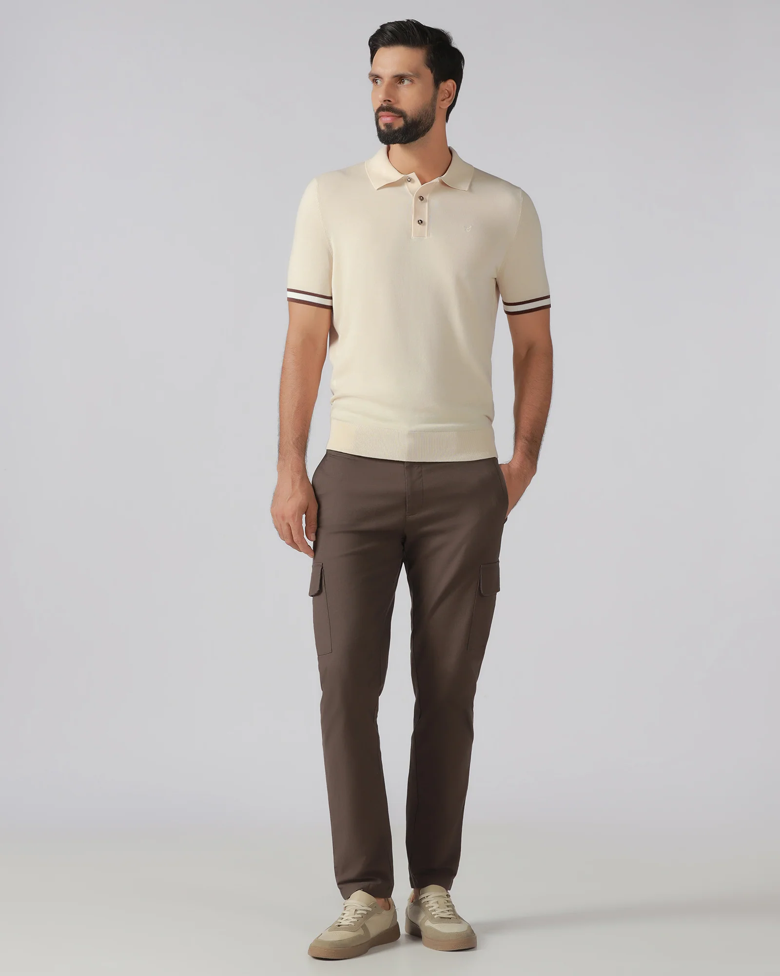 Beige Solid Polo - Akio - Image 3