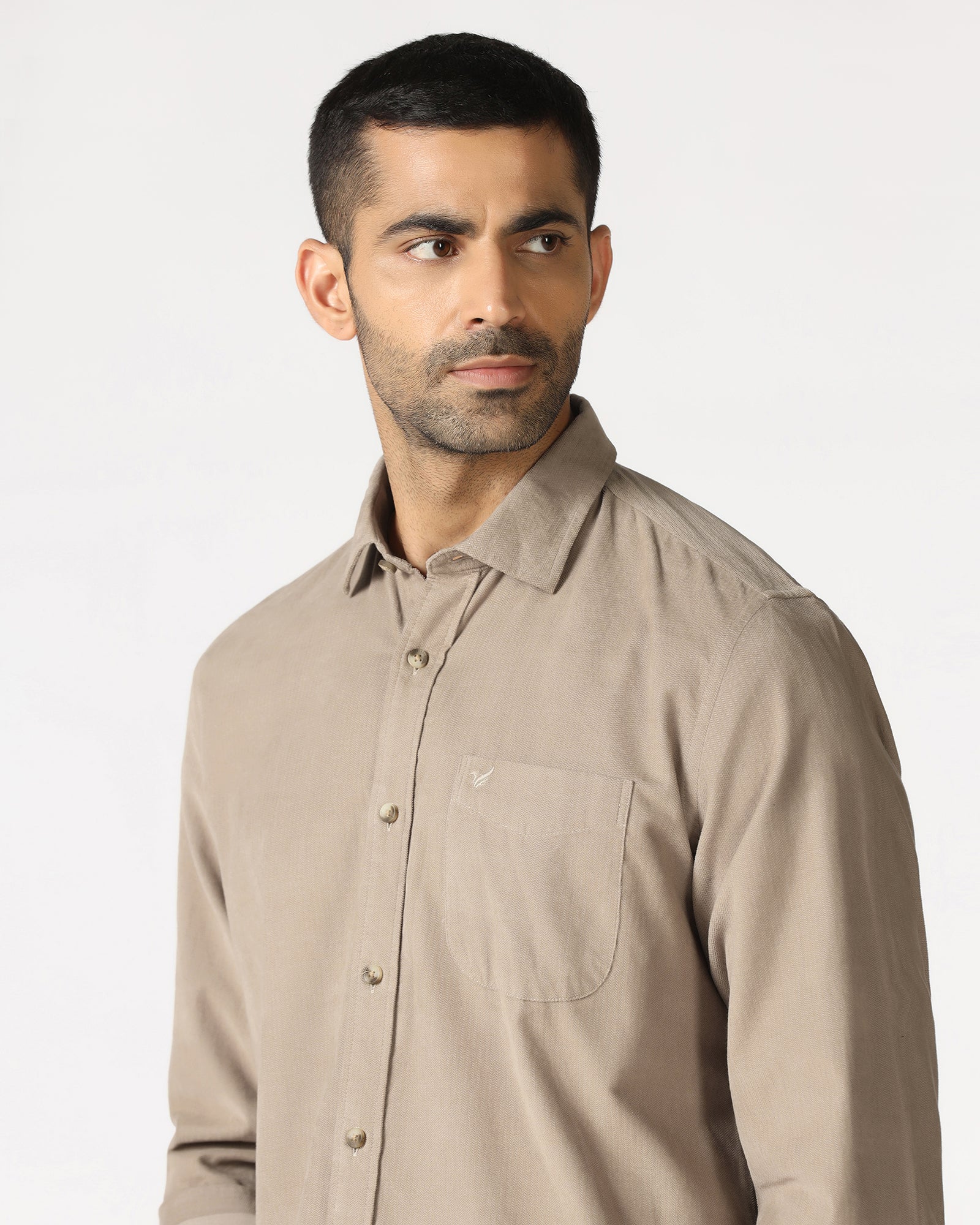 Beige Solid Shirt - Tevez - Image 4
