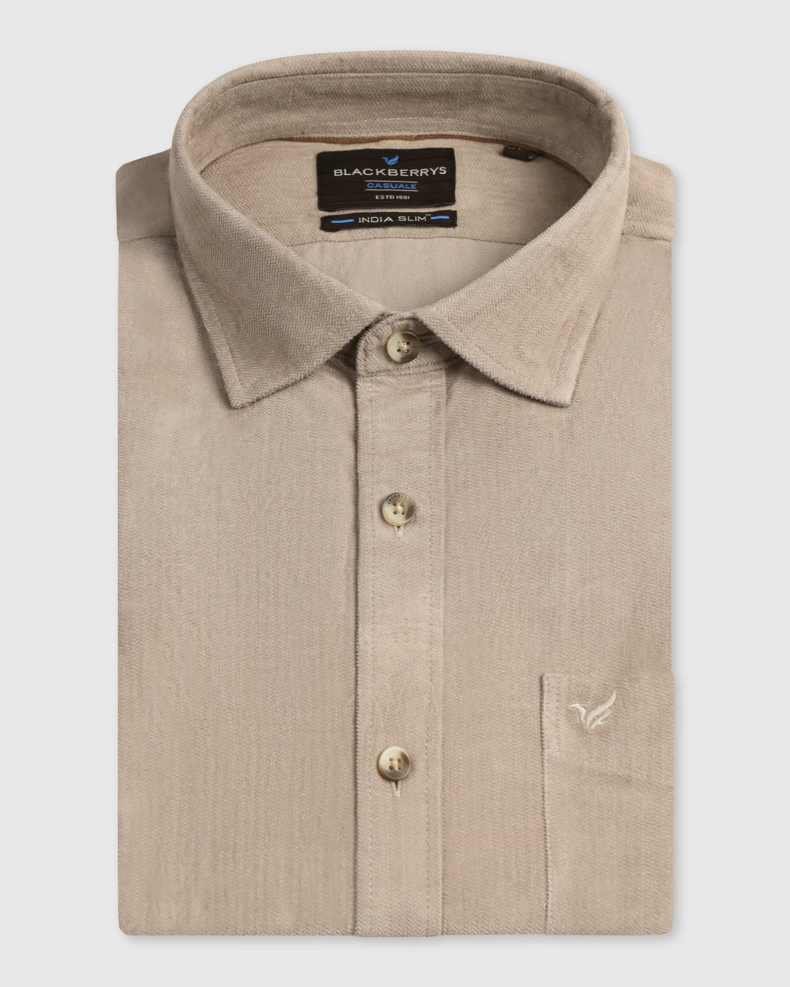 Beige Solid Shirt - Tevez - Image 5