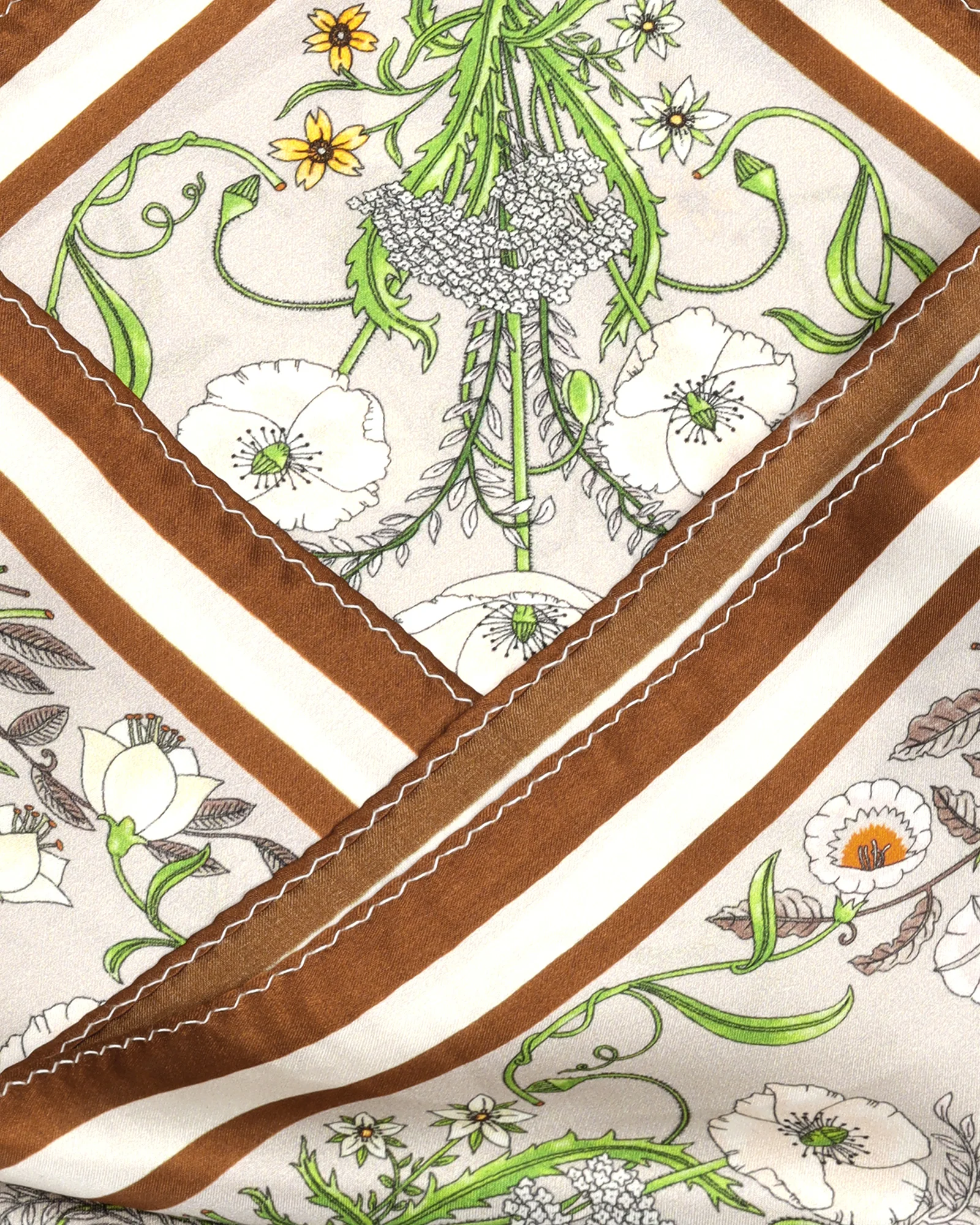 Beige Printed 100% Silk Pocket Square - Wladimir - Image 4